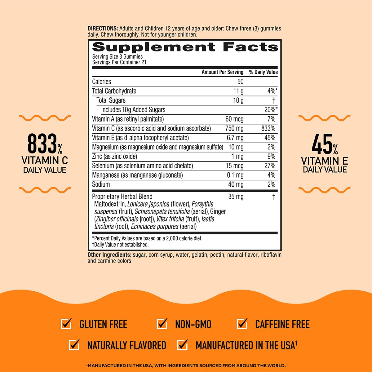 Airborne 750mg Vitamin C Immune Support Supplement Gummies for Adults, Zesty Orange Flavor, Gluten Free Crafted Blend with Powerful Antioxidants Vitamins A C & E, 63 Gummies (3 Pack) AirborneAu supplements