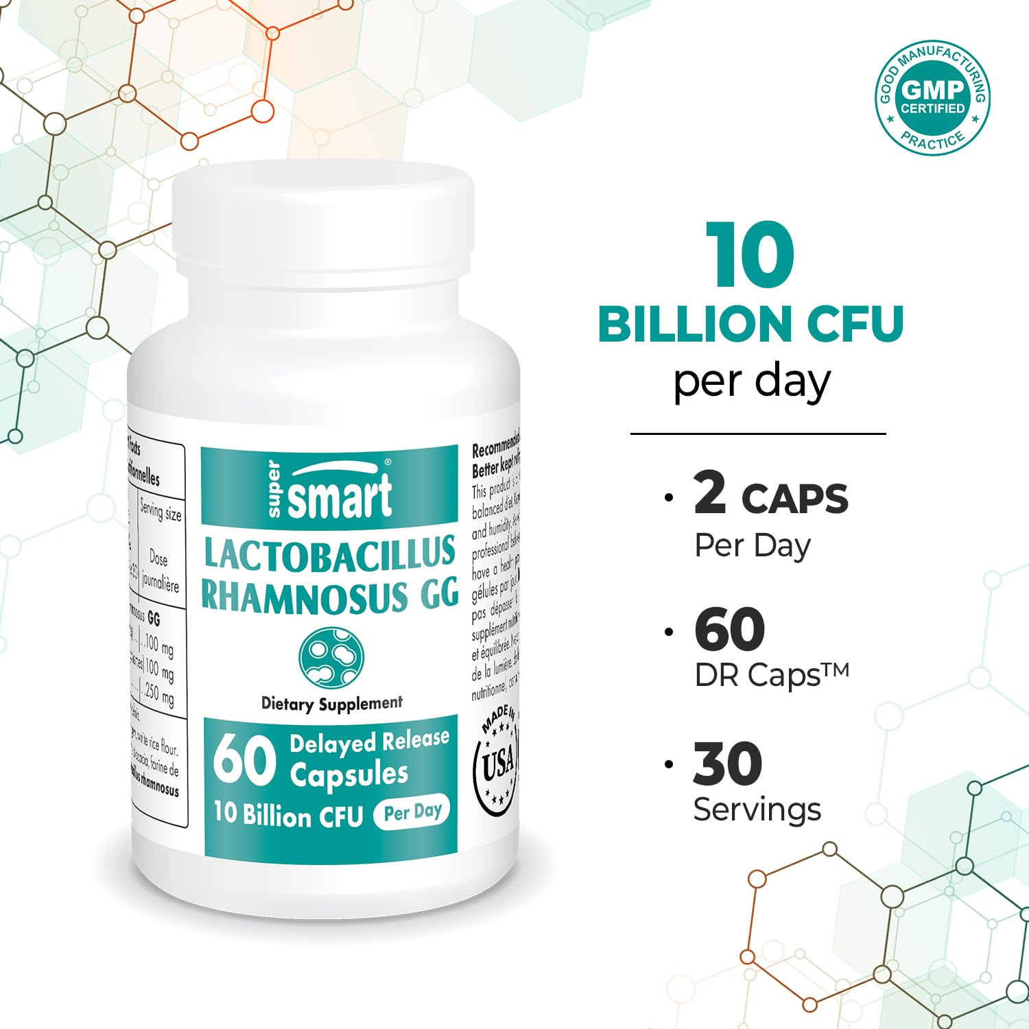 Supersmart - Lactobacillus Rhamnosus GG 10 Billion CFU per Day (LGG Probiotic SupersmartUS supplements