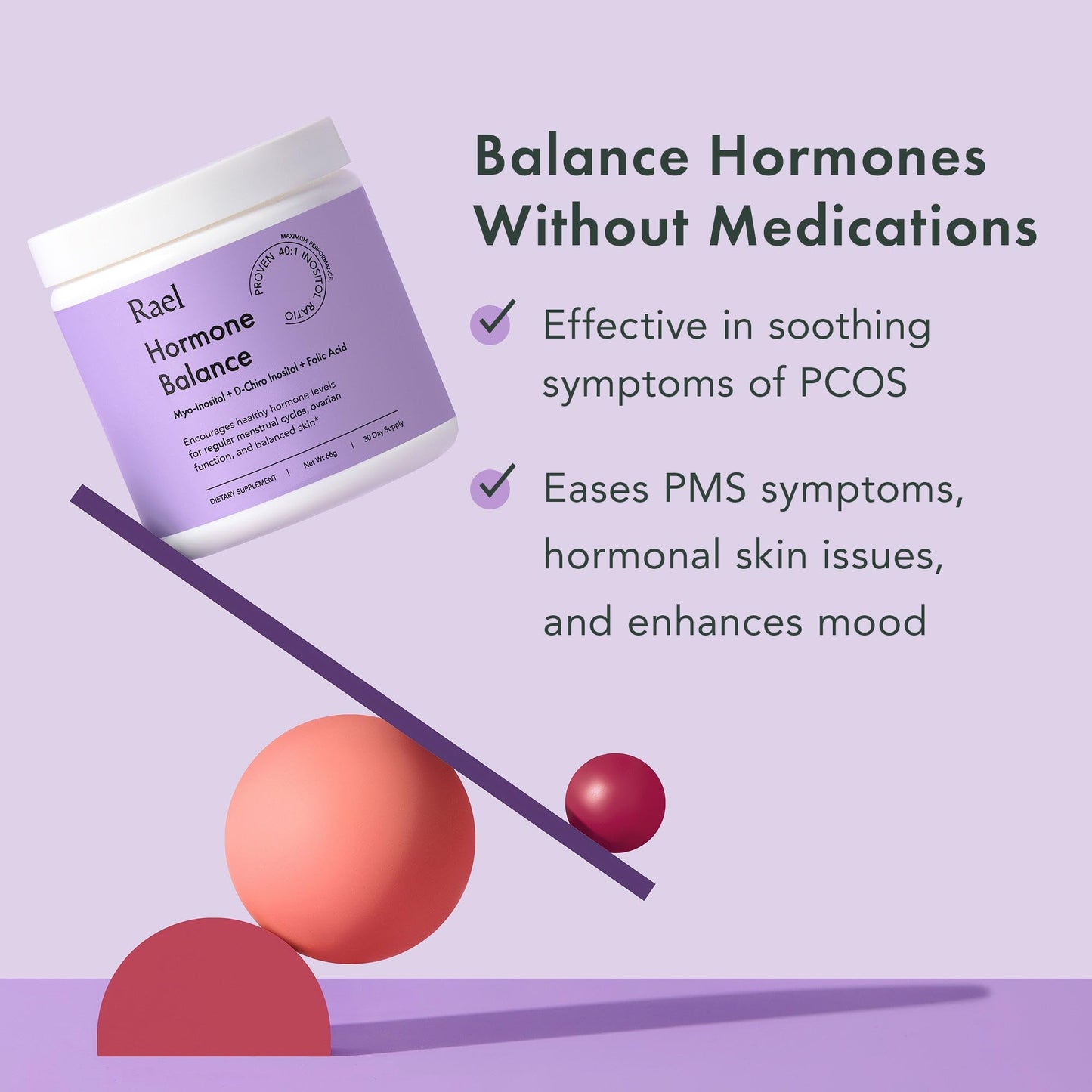 Rael Hormone Balance for Women, Myo Inositol Powder - Myo-Inositol & D-Chiro Inositol RaelUS supplements