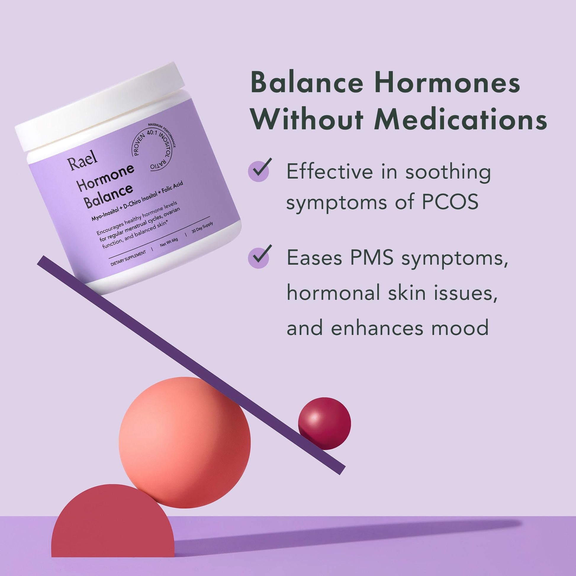 Rael Hormone Balance for Women, Myo Inositol Powder - Myo-Inositol & D-Chiro Inositol RaelUS supplements