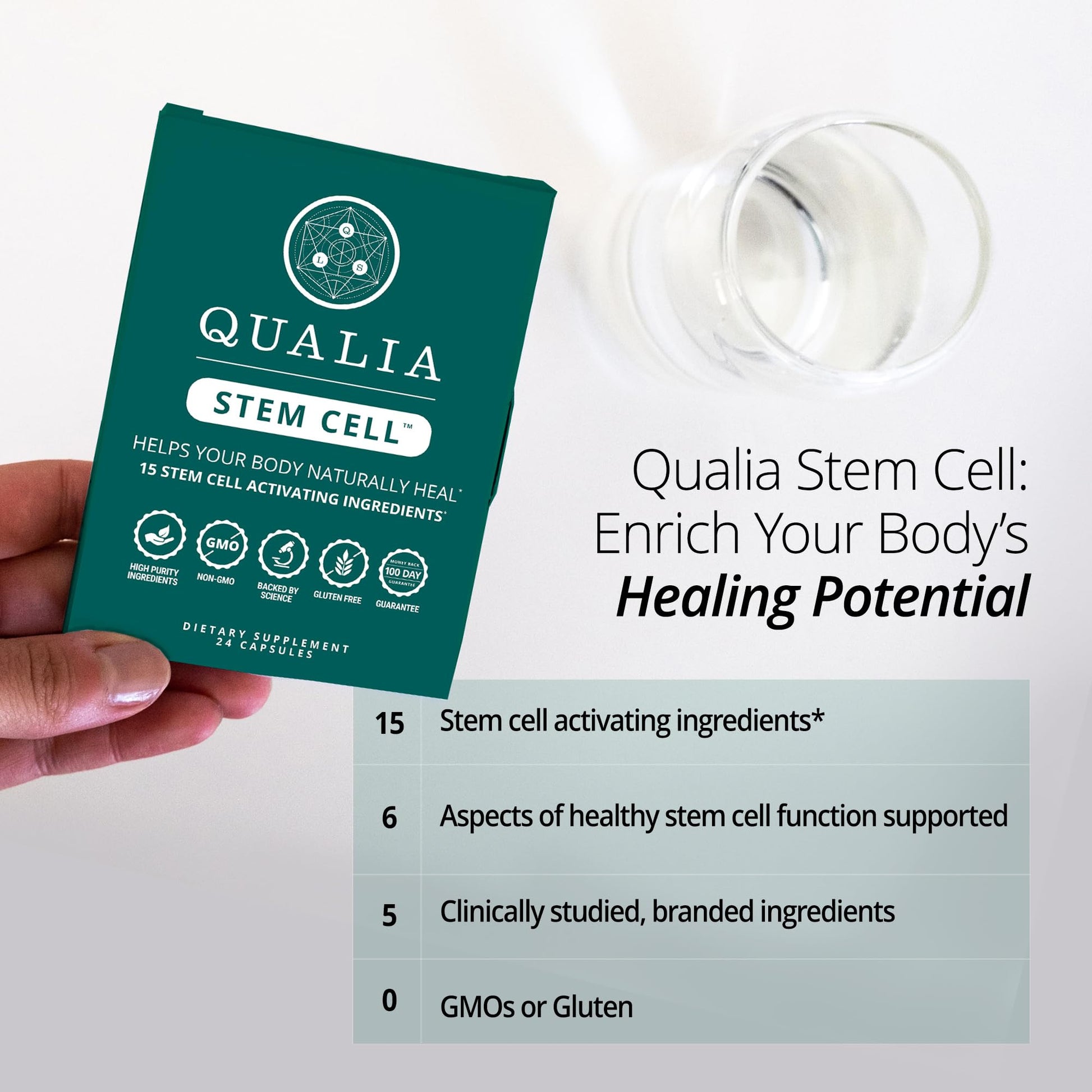Qualia Stem Cell — Stem Cell Supplement Support with Royal Jelly, Astragalus & Sea Buckthorn | 16 Ingredients | 4 Days a Month | Helps Body Naturally heal* QUALIA LIFE SCIENCESAu supplements