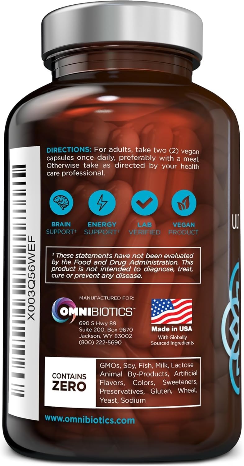OmniBiotics Ultimate Daily Multivitamin for Women & Men – 34 Essential Ingredients Including Vitamin A, C, D, E, B6, B12, Biotin, Zinc – 120 Vegan Capsules OmniBioticsUS supplements