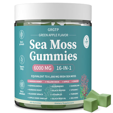 Sea Moss Gummies 16-in-1 - Ashwagandha Black Seed Oil Bladder Wrack Turmeric Vitamin C & D3 with Manuka Burdock Root Dandelion Yellow Dock Natural Detox & Liver Health Immune Support, Energy Boost GRGTPAu supplements
