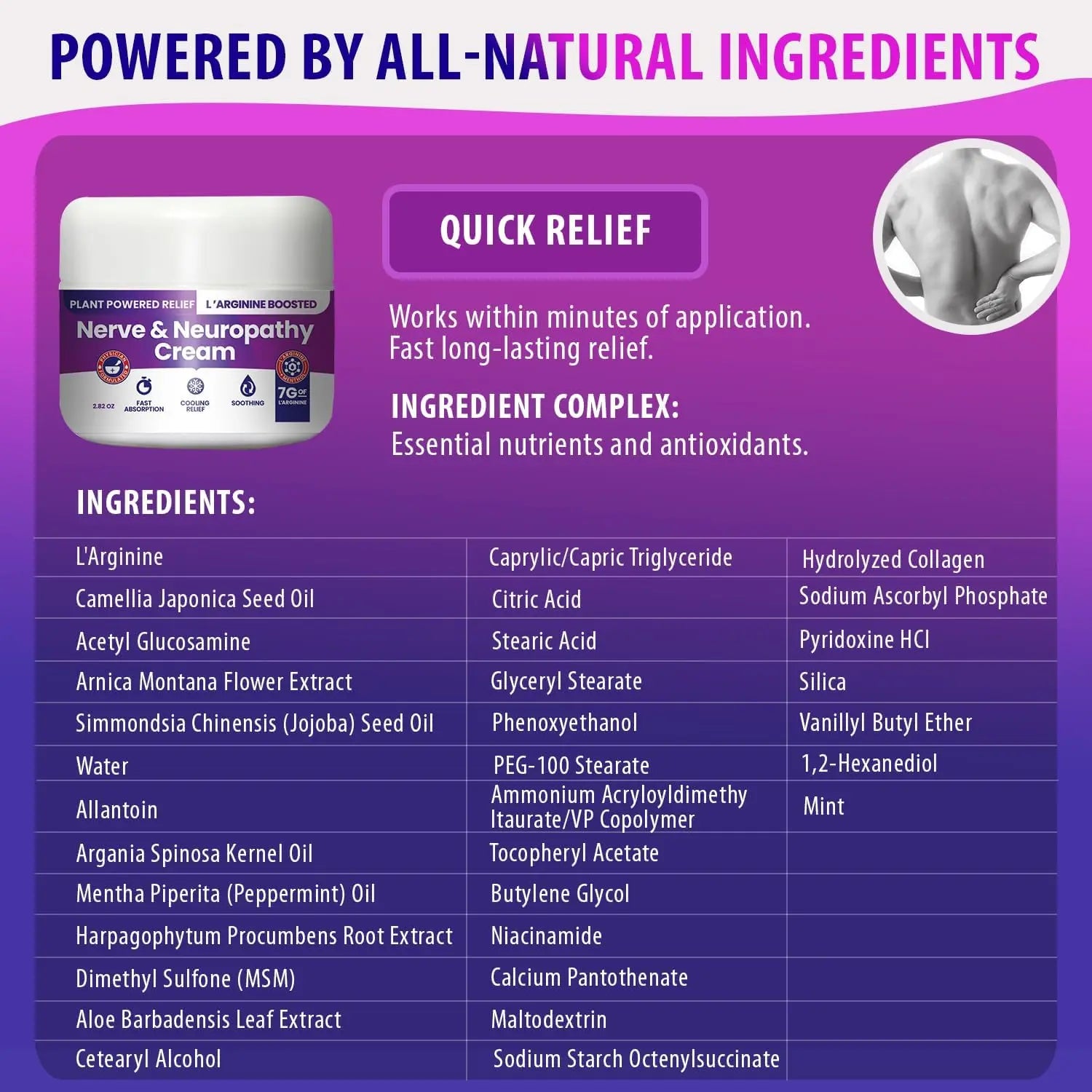 Nerve and Neuropathy Cream – Plant Powered Relief for Foot, Hands, Legs, Toes Includes 7grams of L’Arginine; Vitamin B6, Arnica, Aloe -2.82oz M PAIN MANAGEMENT TECHNOLOGIESAu supplements