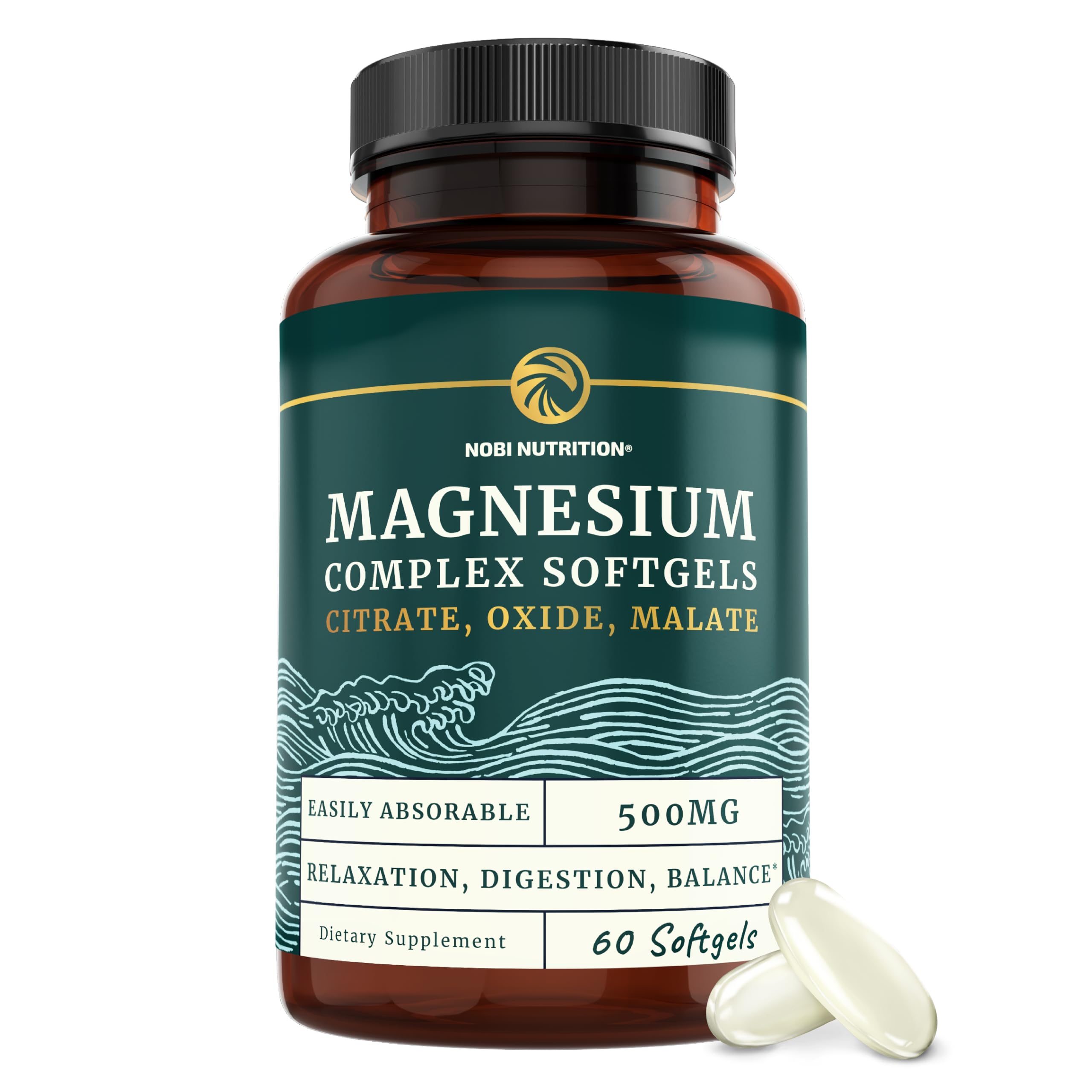 Triple Magnesium Softgels | Citrate, Malate, & Oxide | Highly Absorbable Magnesium Nobi NutritionUS supplements