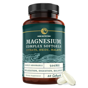 Triple Magnesium Softgels | Citrate, Malate, & Oxide | Highly Absorbable Magnesium Nobi NutritionUS supplements