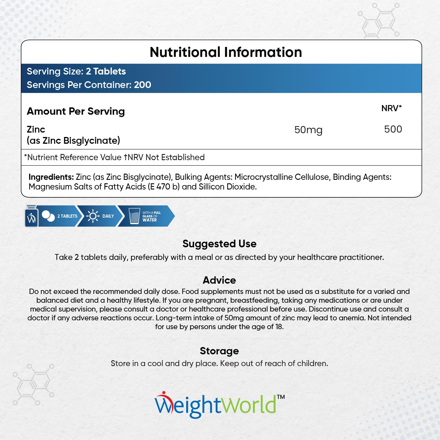 High Strength Zinc Tablets 50mg – 400 Vegan Zinc Bisglycinate Tablets 6+ Months WeightWorldUS supplements