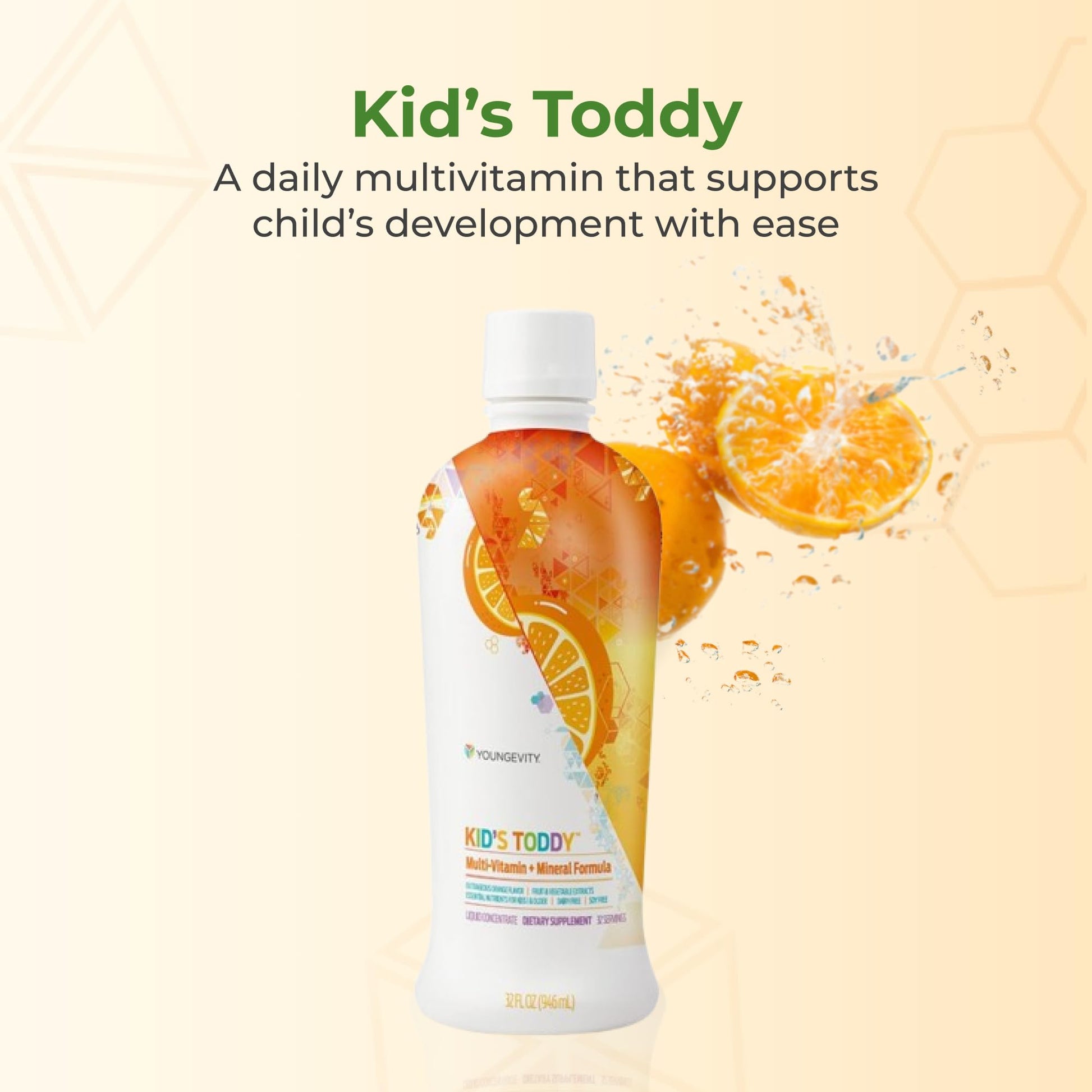 Youngevity Kid's Toddy™ - Mega Multivitamin for Kids & Children Age 2+ - 14 Vitamins, 10 Minerals, Phytonutrient Blend - Highly Absorbable - Great Tasting Orange 32 Fl Oz (Pack of 2) YoungevityAu supplements