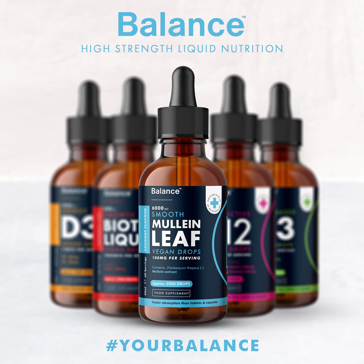 Balance Mullein Leaf Liquid Drops - 60ml for 2 Month Supply - High Strength - Vegan BalanceUS supplements