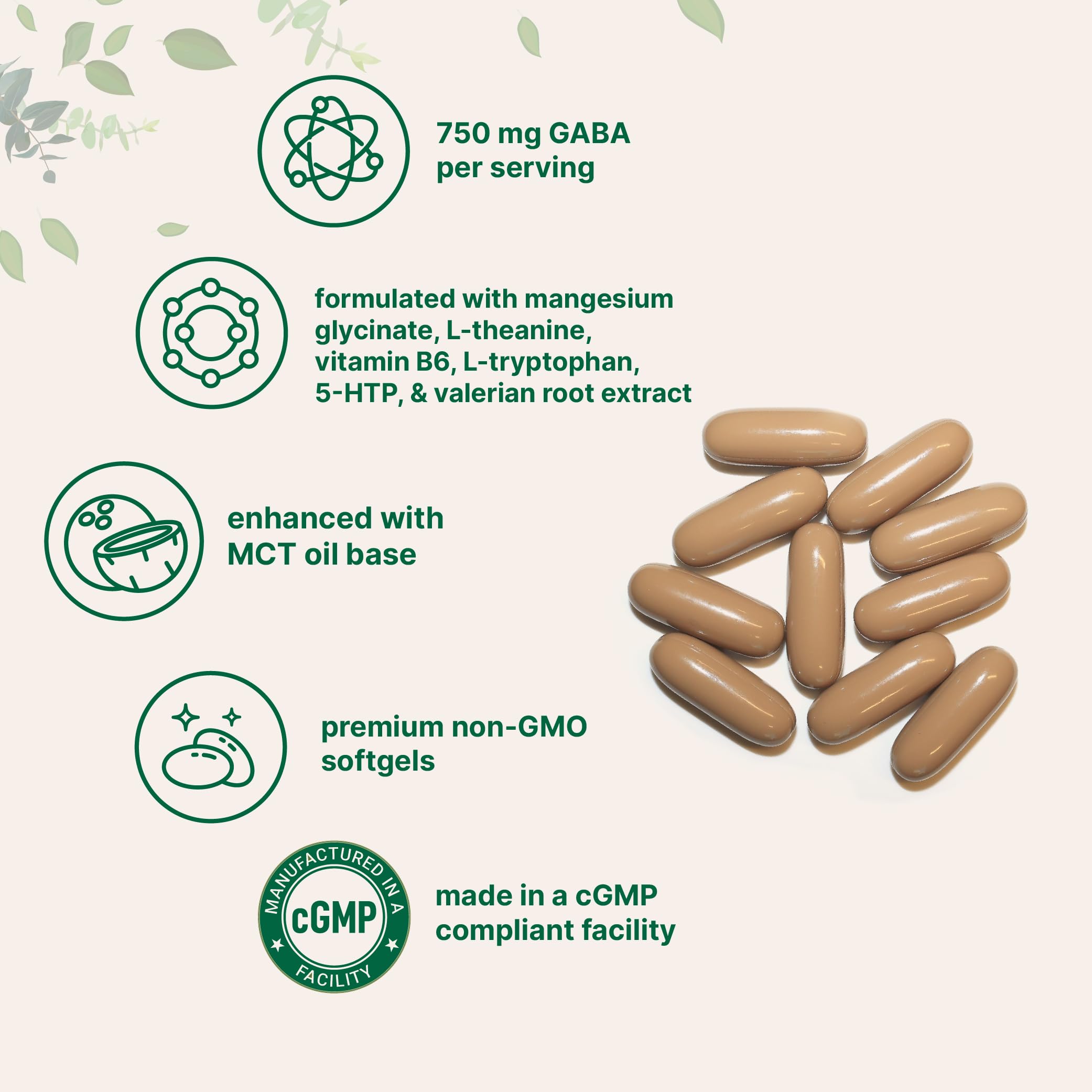 Micro Ingredients GABA 750 mg with MCT Oil, 300 Softgels | Gamma Aminobutyric Acid with Vitamin B6, 5-HTP, L-Theanine, L-Tryptophan & Magnesium Glycinate | Non-GMO, cGMP Manufactured Micro IngredientsAu supplements