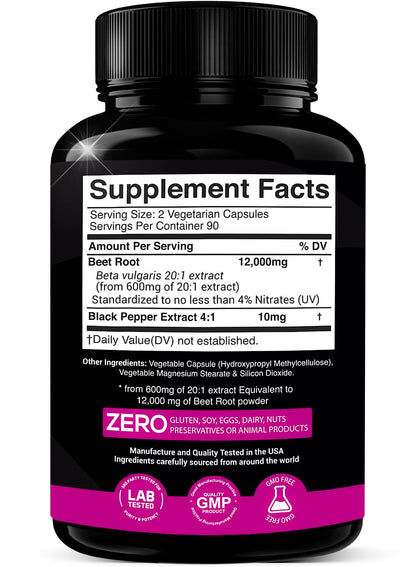 Beet Root Extract Capsules - 12000mg 20x Concentrated Beet Root Capsules Supplement X Gold HealthUS supplements