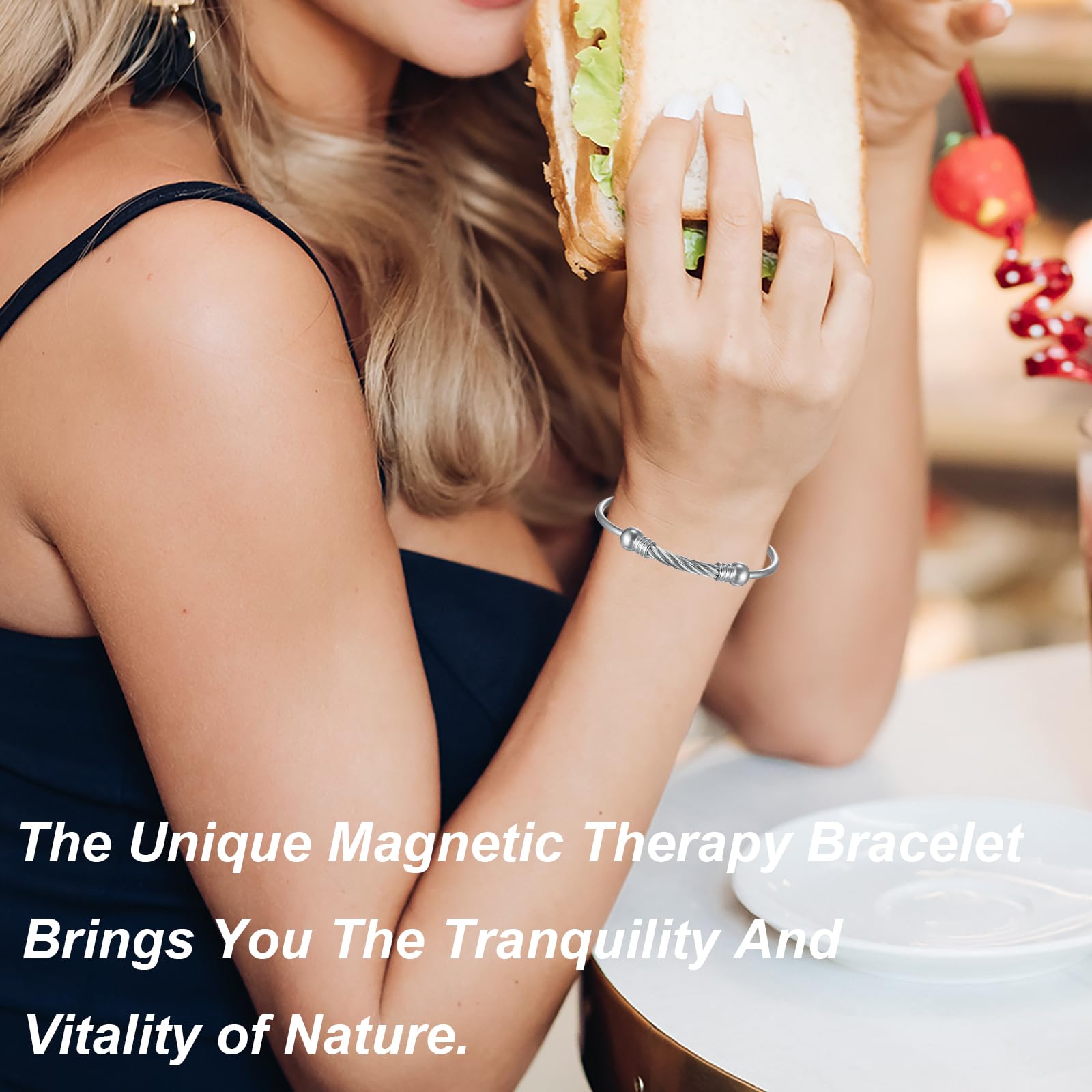 EnerMagiX Magnetic Bracelet for Women for Arthritis and Joint,Twisted Cable Stainless Steel Bangle EnerMagiXAu supplements