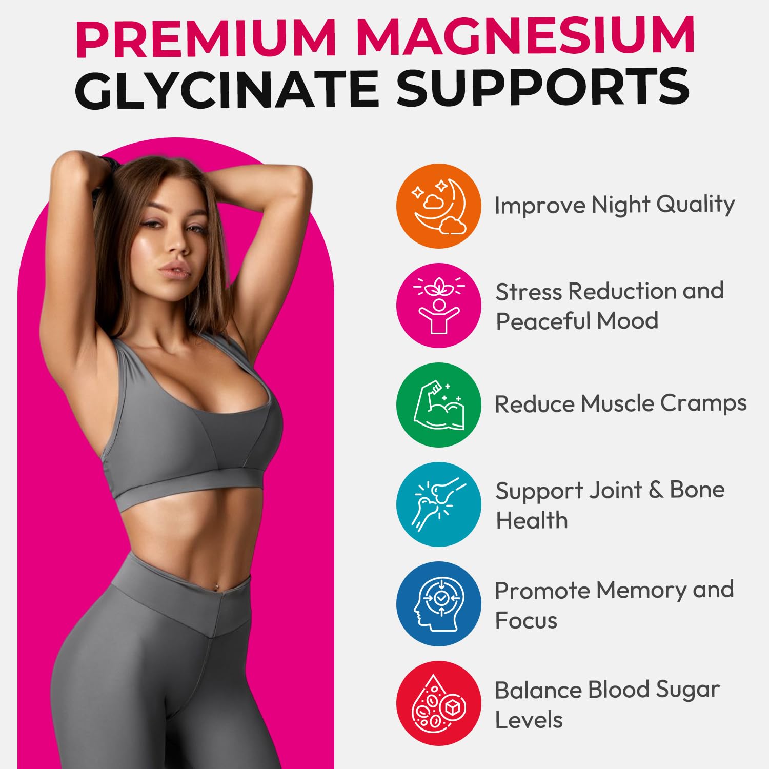 Magnesium Glycinate Gummies 600mg, High Absorption Magnesium Gummies, Black Currant Oil, Calcium, Vitamin B6, Sugar Free Chews for Adults & Kids Relaxation, Stress Relief, Night Rest CNFHDIAu supplements