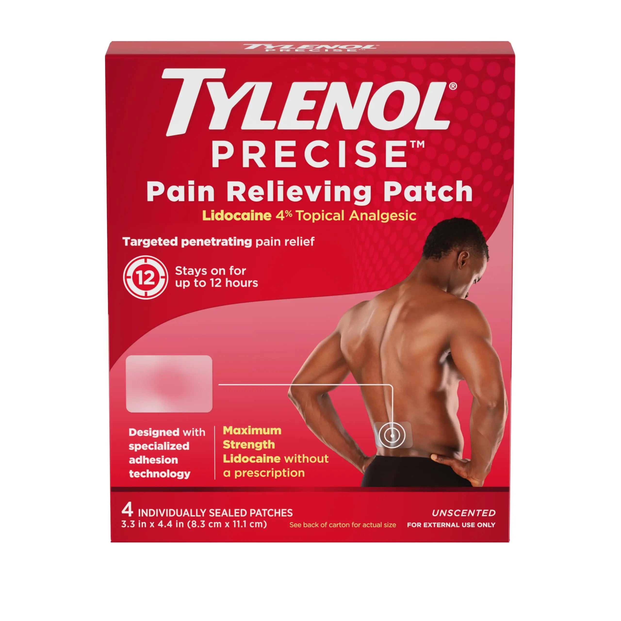 Tylenol Precise Pain Relieving Patches, Large Topical Analgesic Patches + Maximum OTC Strength Lidocaine Penetrates, Targeted Relief Ideal for Shoulder, Back & Knee Pain, Unscented, 4 ct TylenolAu supplements