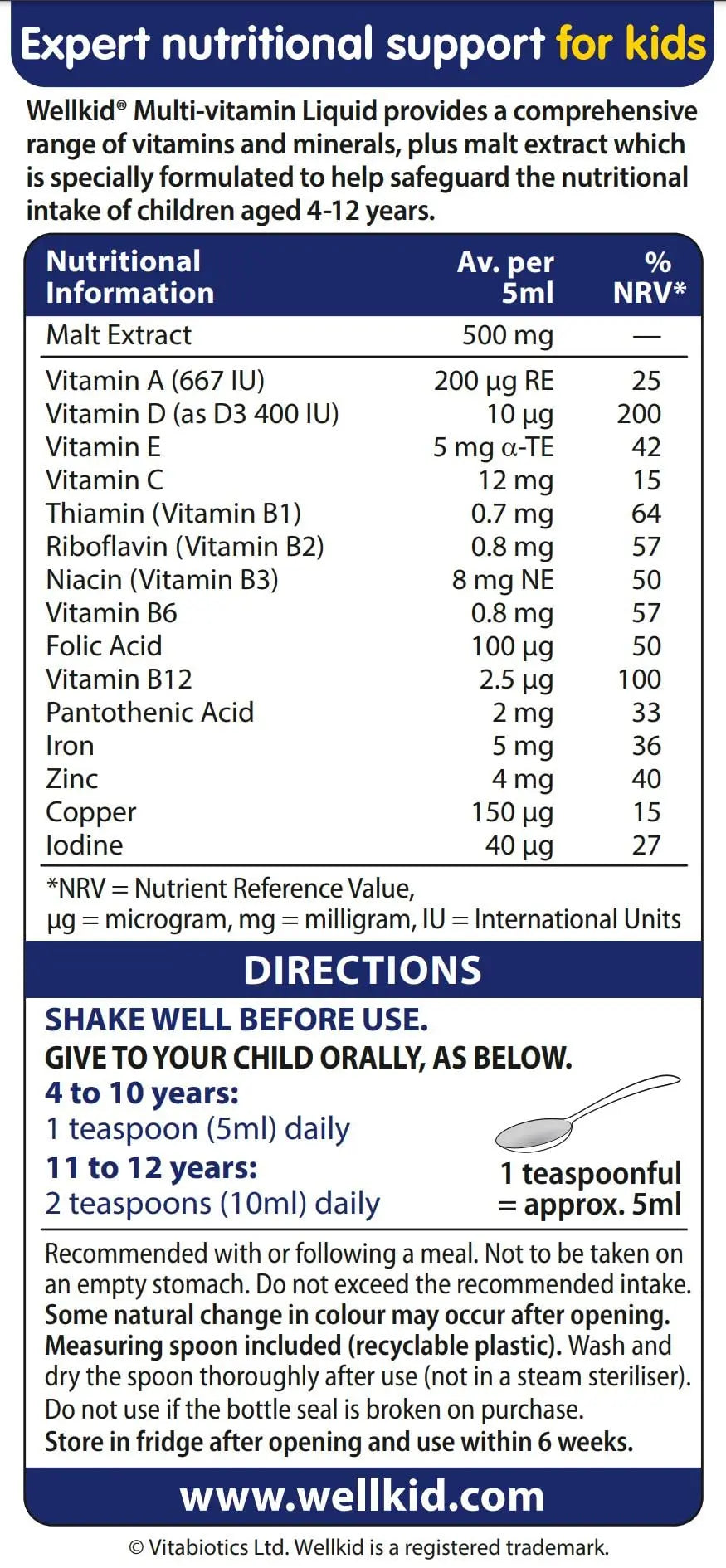 Wellkid by Vitabiotics Multi-Vitamin Liquid 150ml WellkidAu supplements