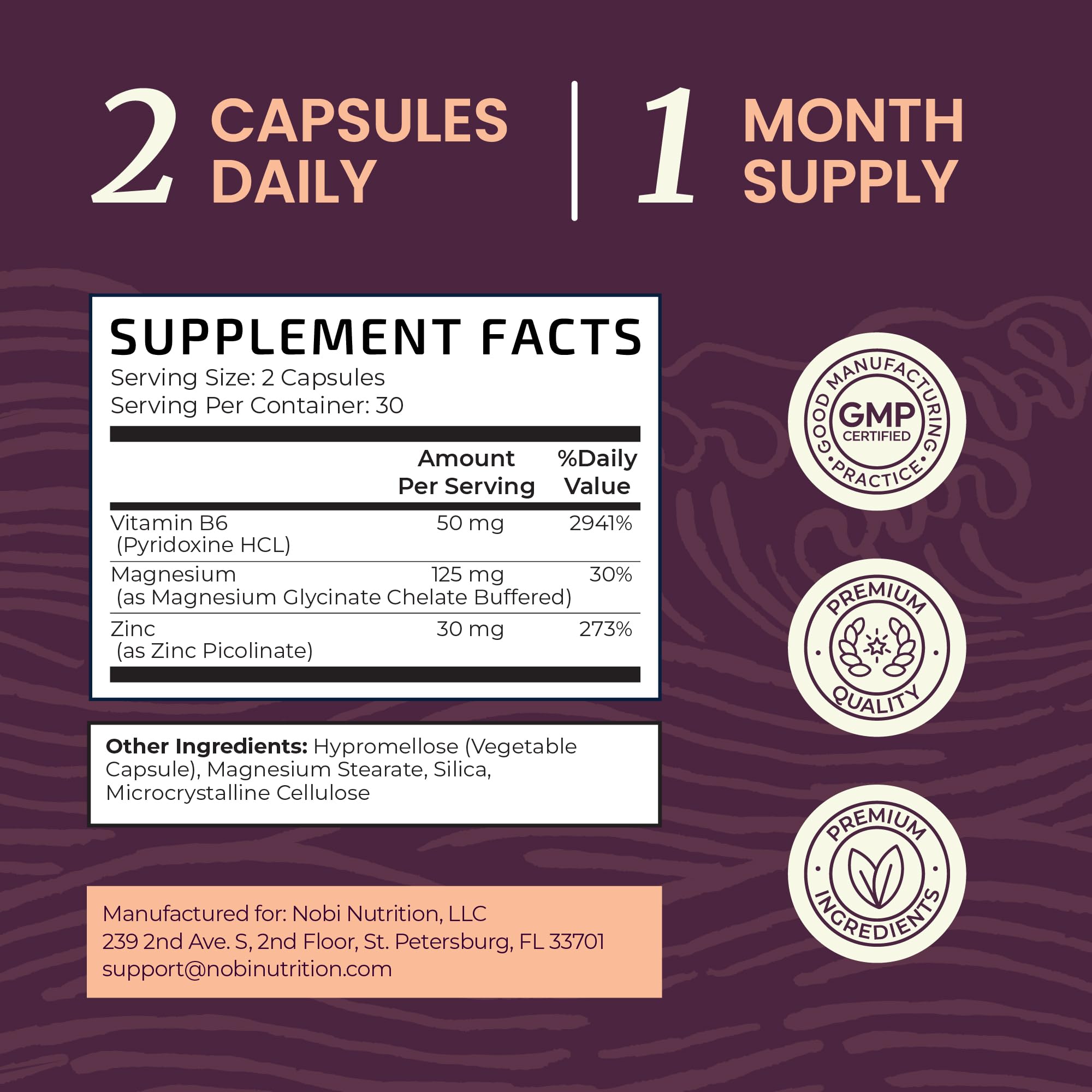 Zinc and Magnesium Supplement with Vitamin B6 | Women’s Hormone Balance, Menstrual Cycle & Immune Support | High Absorption Chelated Magnesium Glycinate with Zinc Picolinate and VIT B6 | 60 Ct Nobi NutritionAu supplements