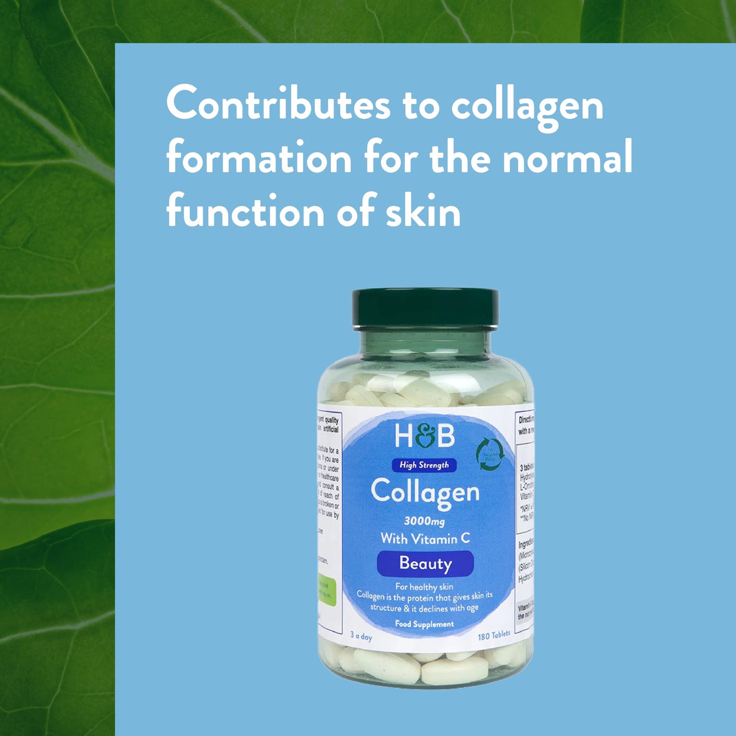 Holland & Barrett Bovine Collagen Tablet 3000mg - Type I Collagen Peptides - Hydrolysed Collagen with Vitamin C - Hair, Skin & Nails Holland & BarrettUS supplements