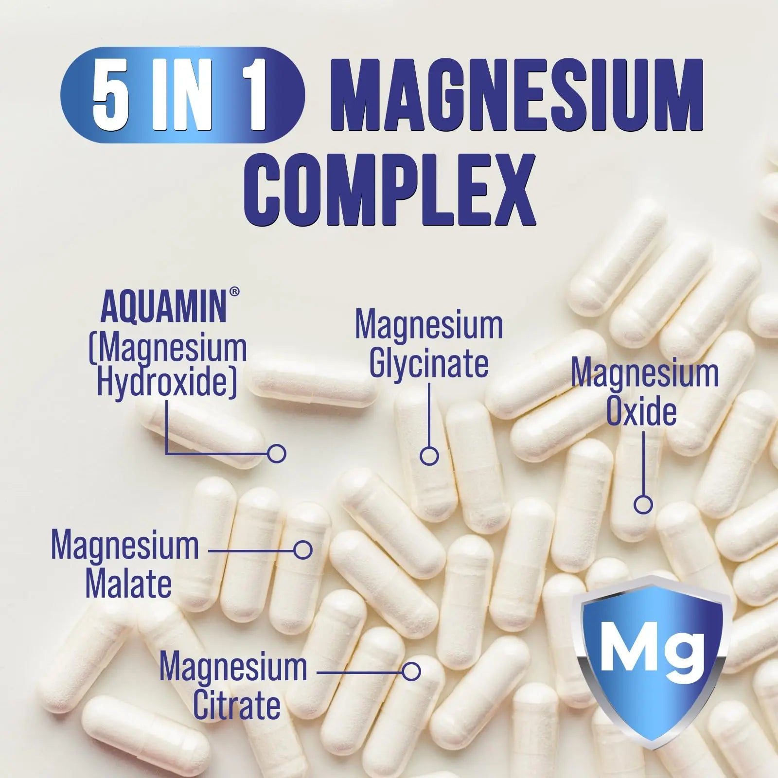 Magnesium Complex Capsules - 500mg per Serving Magnesium - High Absorption Chelated Mineral Supplement - with Oxide, Glycinate, Malate, Citrate for Muscle Bone and Heart Health Support - 120 Capsules Health Nutrition Naturalsnz supplements
