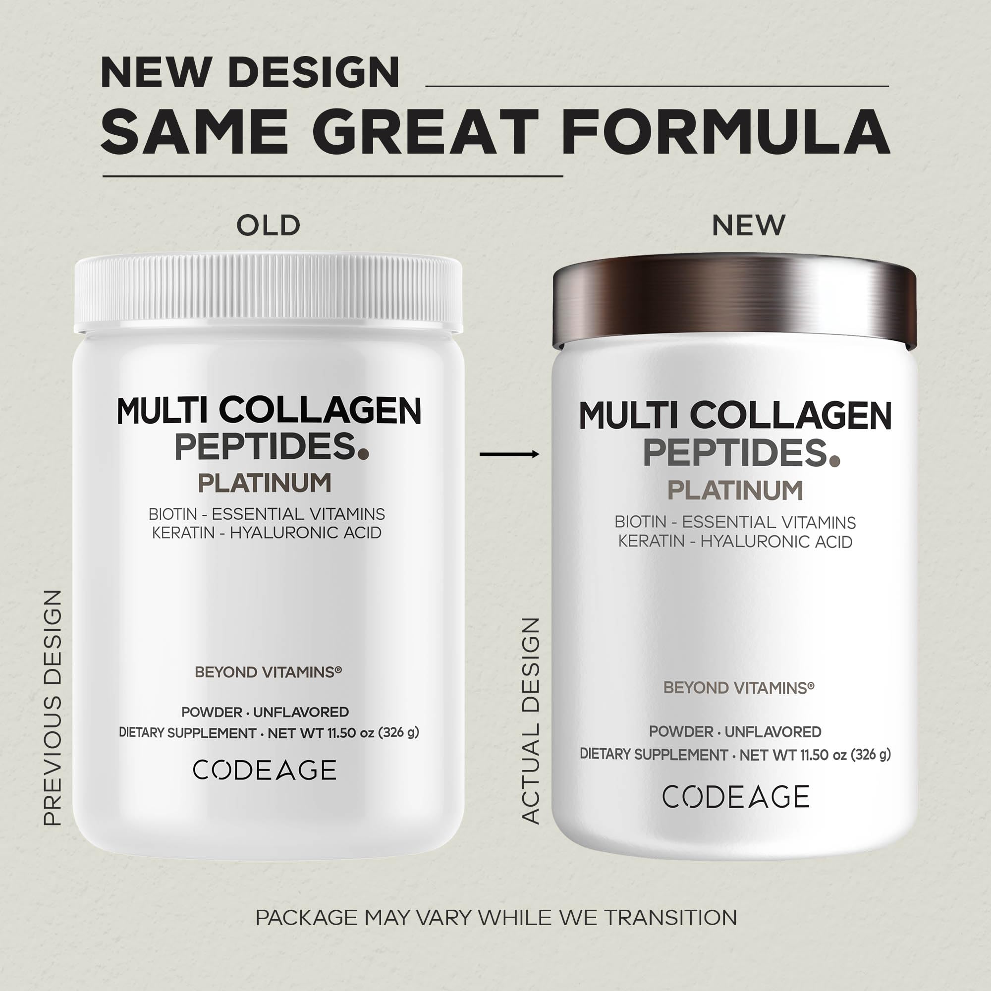 Codeage Multi Collagen for Women & Men Biotin 10000mcg Keratin, Protein Powder Vitamin C B6 D3, Hyaluronic Acid, Niacin - Hydrolyzed Collagen Coffee Creamer 5 Types - Unflavored - Non-GMO - 11.5oz CodeageAu supplements