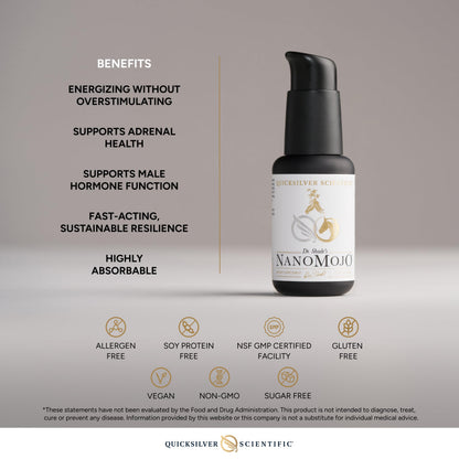 Quicksilver Scientific NanoMojo - Male-Specific Endurance Elixir & Energy Boost Support - 19 Herbs Including Epimedium for Men, Rhodiola Extract, Herbal Ginseng, and Adaptogenic Herbs (1.7oz / 50ml) Quicksilver ScientificUS supplements