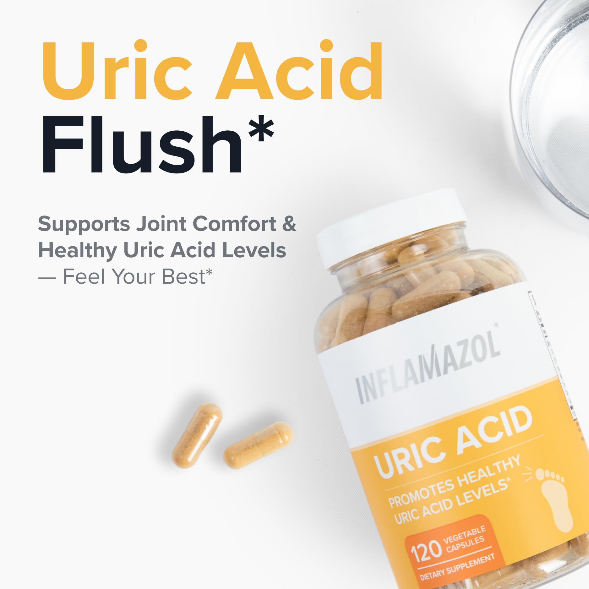 Inflamazol Uric Acid Cleanse – Premium Uric Acid Flush with Tart Cherry, Turmeric & Celery Seed for Joint & Uric Acid Support – Joint Supplements for Men & Women – 120 Capsules InflamazolAu supplements