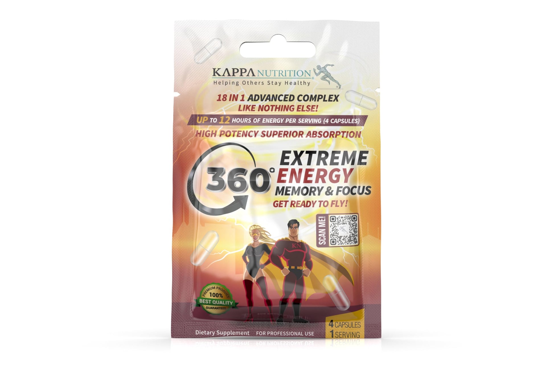 360 Extreme Energy, Memory & Focus (1 Display 20 Sachets (4 Capsules ea) KAPPA NUTRITIONAu supplements