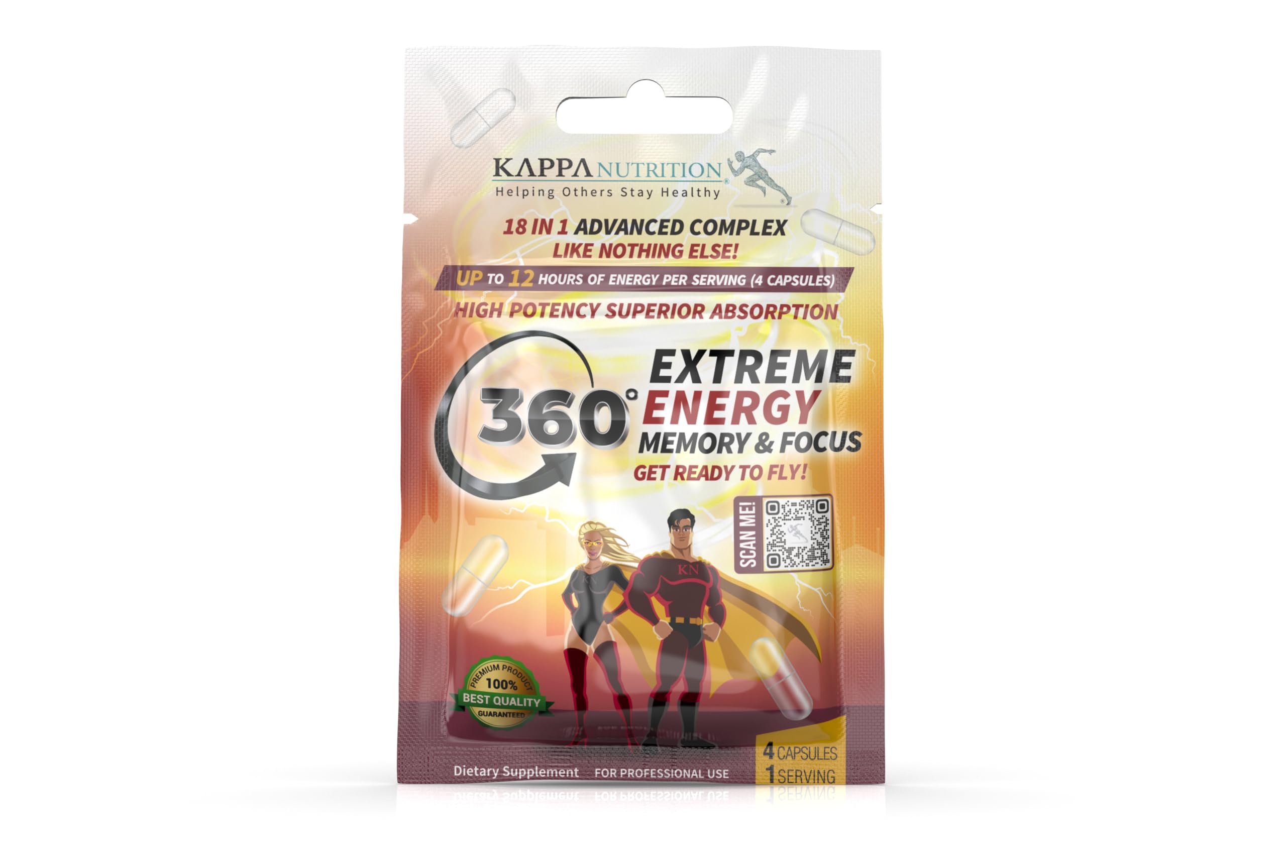 360 Extreme Energy, Memory & Focus (1 Display 20 Sachets (4 Capsules ea) KAPPA NUTRITIONAu supplements