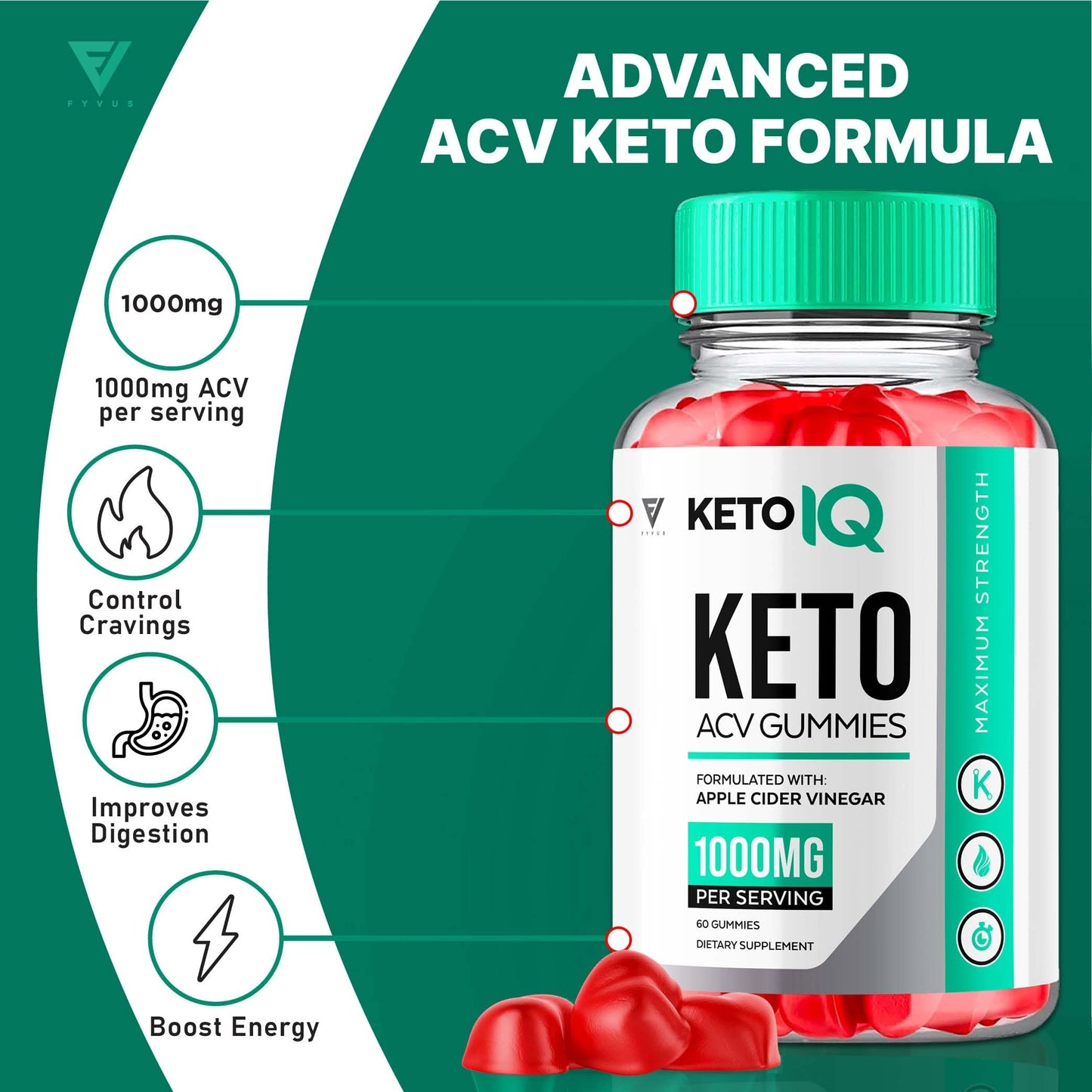 (3 Pack) Keto IQ KetoIQ Keto ACV Gummies, Keto IQ ACV Gummies Advanced Weight Loss FyvusUS supplements