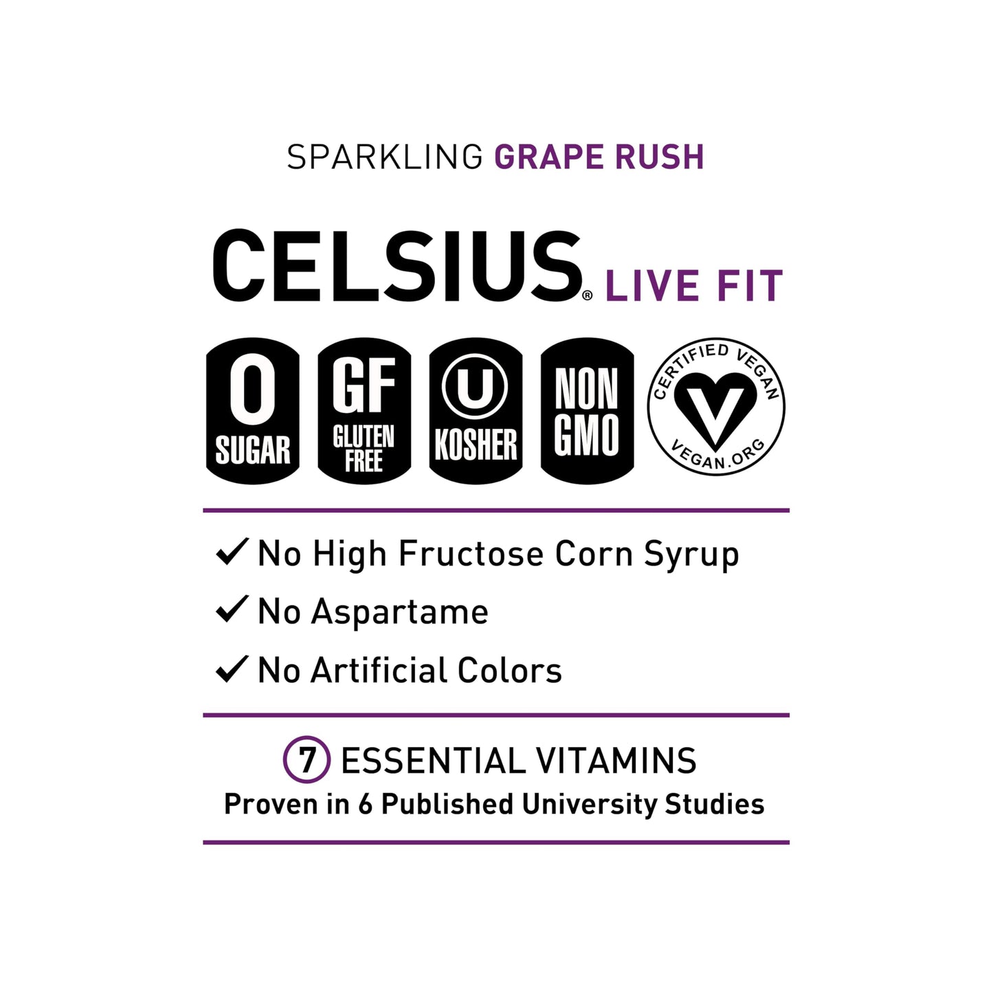 CELSIUS Sparkling Grape Rush, Functional Essential Energy Drink 12 Fl Oz (Pack of 12) CELSIUSUS supplements