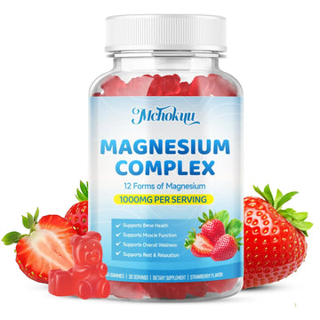 Magnesium Complex Gummies 1000mg | 12-in-1 Magnesium Complex Supplement with Glycinate, Citrate, Malate & Taurate Supports Muscle Function, Bone Health, Rest & Relaxation – Strawberry Flavor, 60 Count MchokuuAu supplements