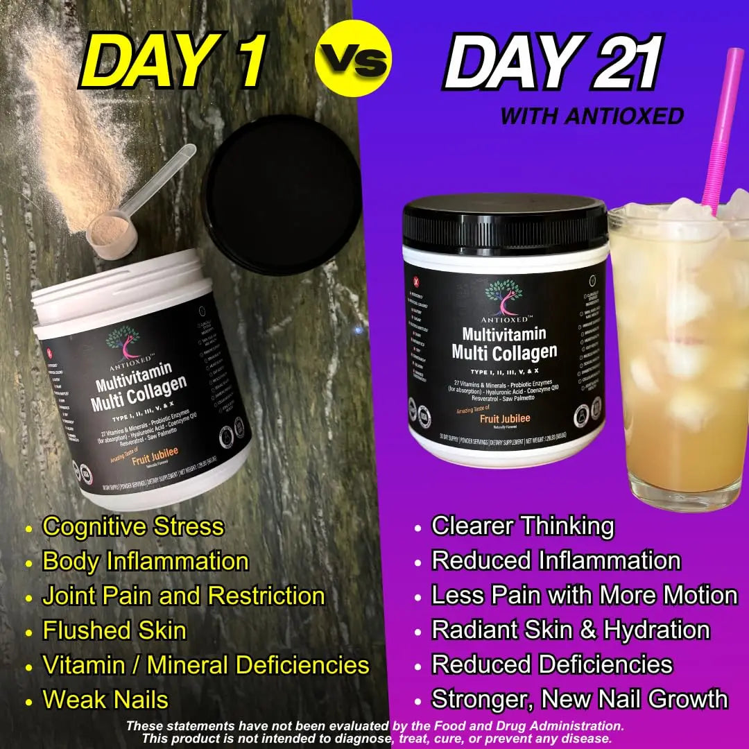Antioxed Multi Collagen Multivitamin for Women+Men, Keto, Skin, Joint, Cognitive, Heart, Sensual, & Immune Health, Hydrolyzed Peptides, Antioxidants, Probiotics AntioxedAu supplements