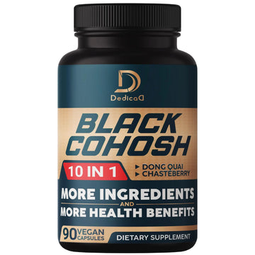 DEDICAD Black Cohosh Supplement - 3 Months for Menopause & Immune Health - Blend of 12 Potent Herb Includes Dong Quai, Chasteberry, Wild Yam, Red Clover, Black Pepper & Others - 90 Vegan Capsules DEDICADAu supplements