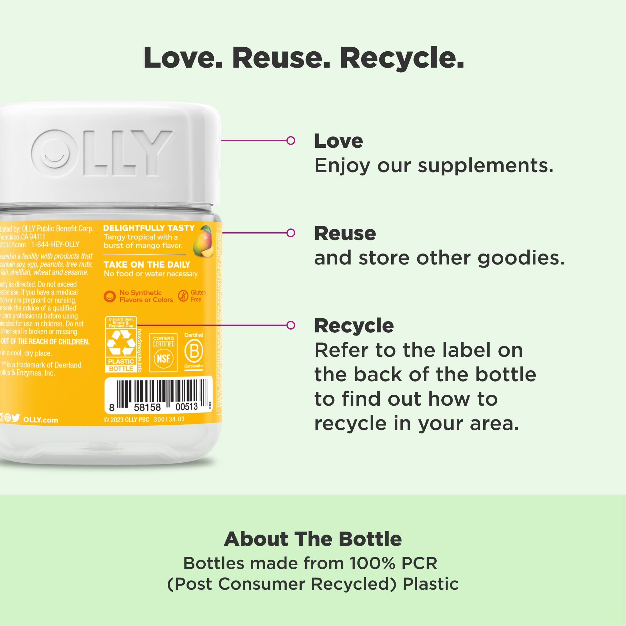 OLLY Probiotic Gummy, Immune and Digestive Support, 1 Billion CFUs, Chewable Probiotic Supplement, Mango, 25 Day Supply - 50 Count OLLYAu supplements