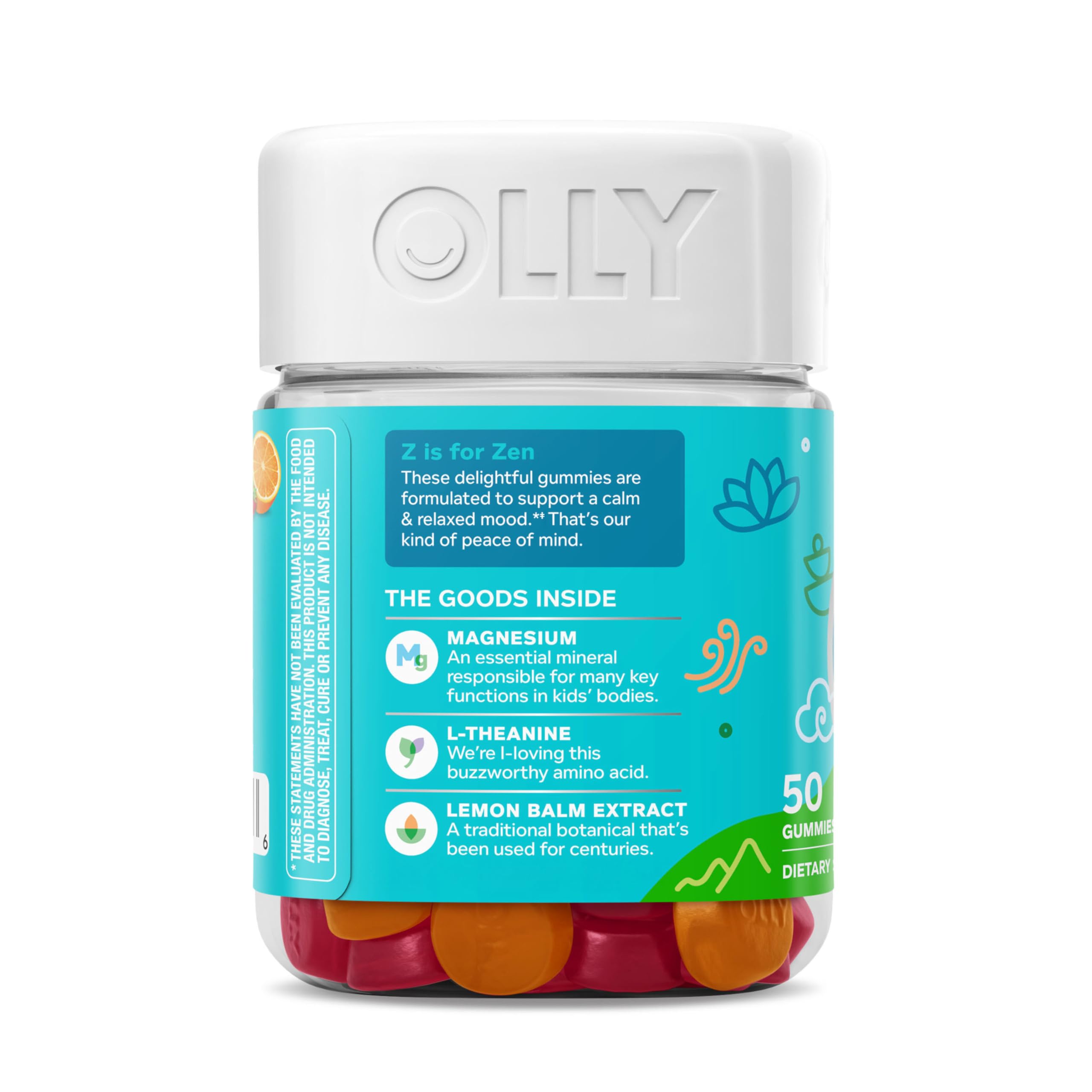 OLLY Kids Chillax Gummy, For a Calm and Relaxed Mood*, Magnesium, L-Theanine, Lemon Balm Extract, Chewable Supplement, Sherbet Flavored, 25 Day Supply - 50 Count OLLYAu supplements