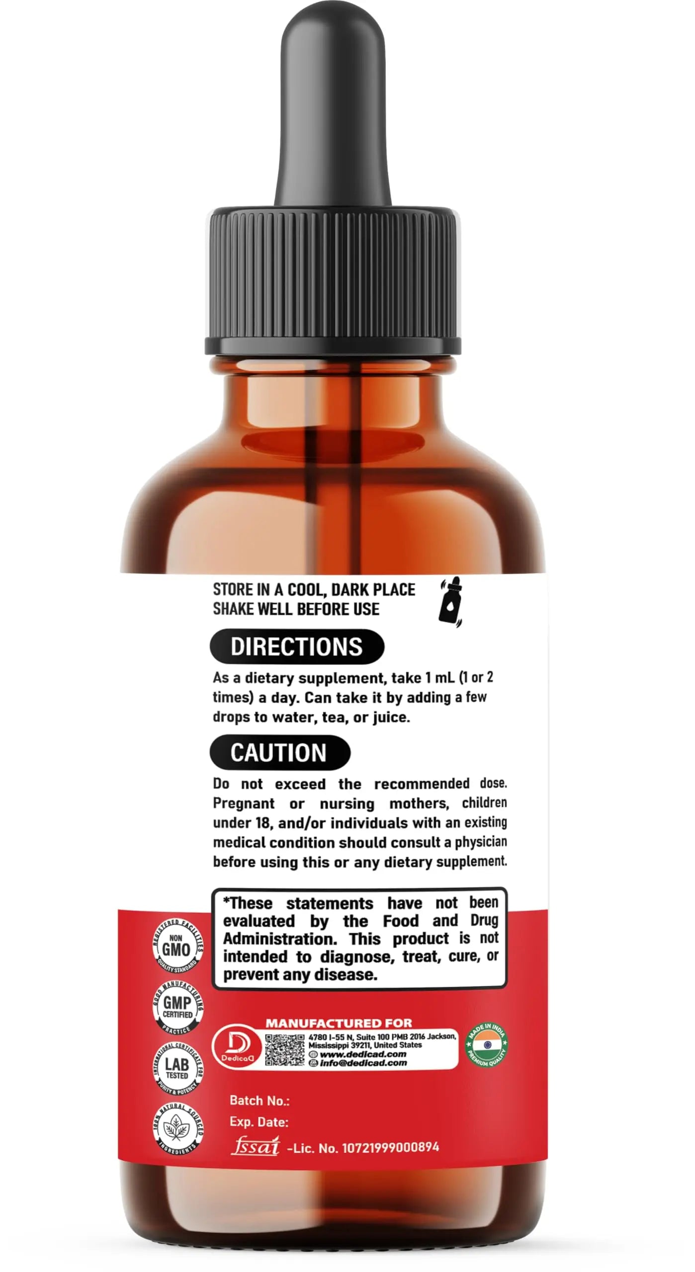 DEDICAD 11in1 Black Walnut Wormwood Cloves Liquid Drops with Cloves Buds, Senna Leaf, Psyllium Husk, Fennel Seed, Papaya Leaf and More - 2 oz Fl - 60 Days - Strawberry Flavor DEDICADnz supplements