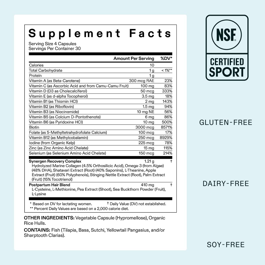 Nutrafol Postpartum Hair Growth Supplements, Clinically Tested for Visibly Thicker Hair and Less Shedding, Breastfeeding-friendly - 1 Month Supply NutrafolUS supplements