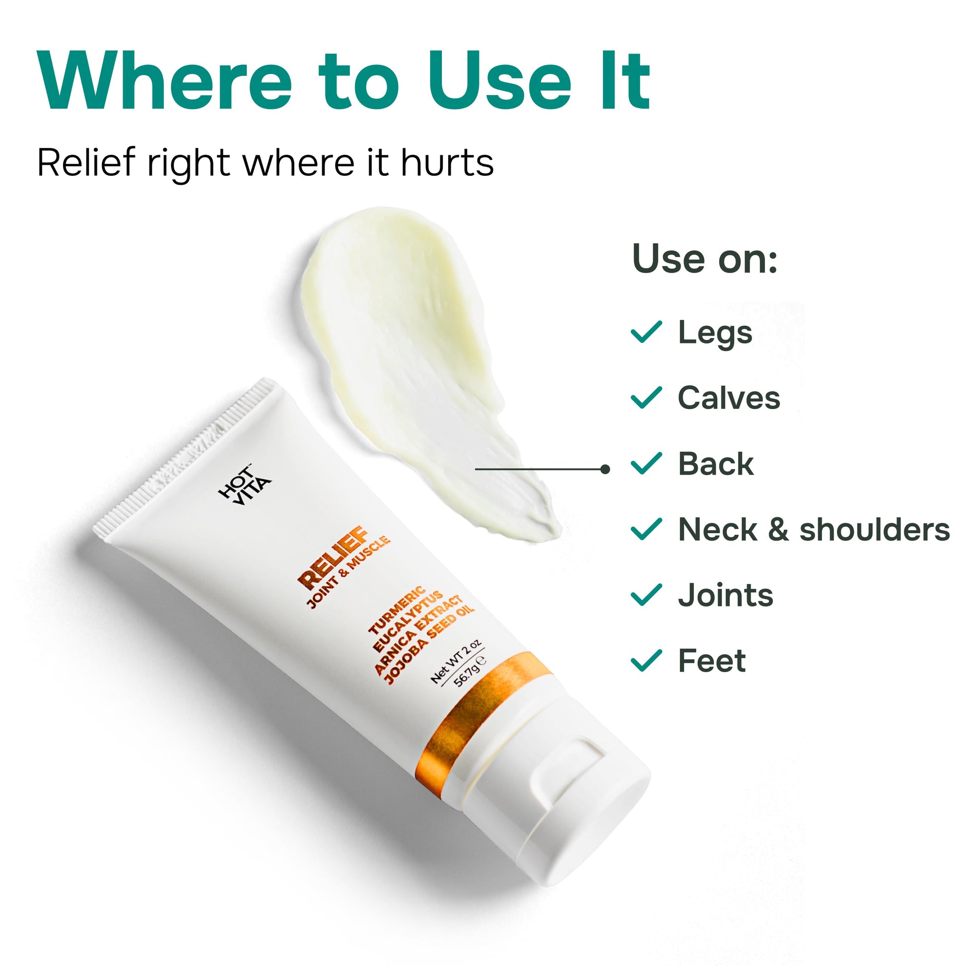 Hot Vita Relief Gel - Plant-Based Cooling Gel with Arnica, Turmeric & Eucalyptus - Soothing Formula for Muscle Fatigue, Tired Legs Hot VitaAu supplements