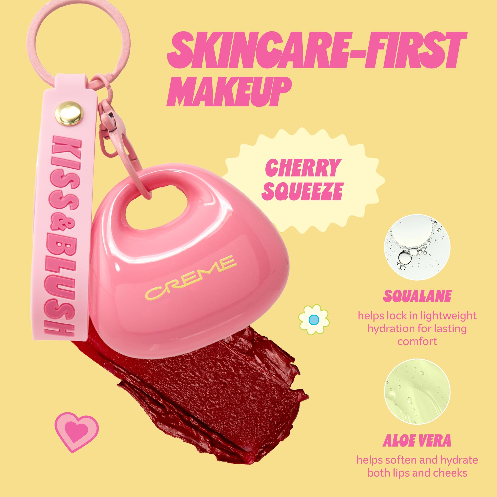 The Crème Shop Kiss & Blush Tinted Lip Balm & Blush, Korean Makeup for Lips & Cheeks, Cute Charm Key Chain, Hydrating, Long Lasting Tint, Aloe, Squalane (Cherry Squeeze) The Crème ShopAu supplements