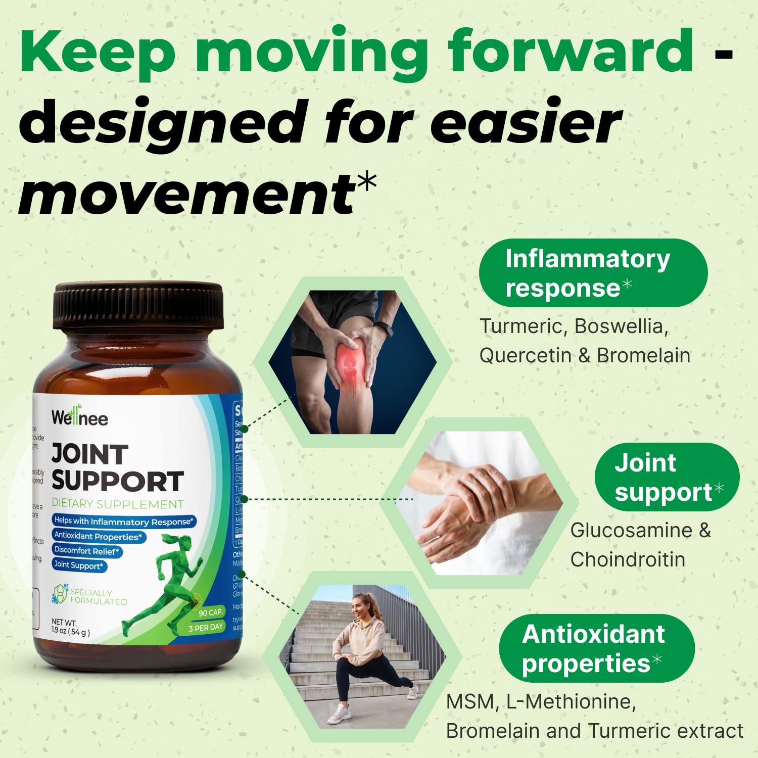 Wellnee Knee & Joint Wellness Bundle – Herbal Patches (10 pcs) & Support Capsules (90 servings) WellneeAu supplements