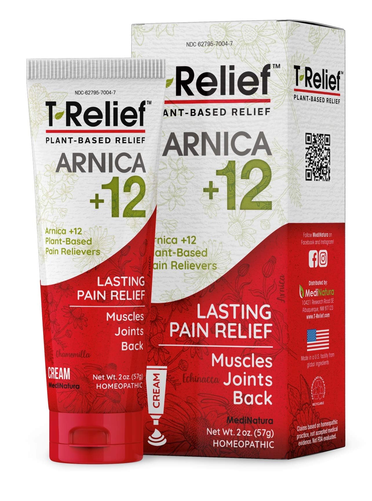 MediNatura T-Relief Extra Strength Discomfort Relief-Naturally-Soothing Cream That Supports Sore Joints-Stiffness & Body Ache Aid-Homeopathic Herbal Rub-Fast-Absorbing & Non-Sticky Lotion - 2 oz MediNaturaAu supplements