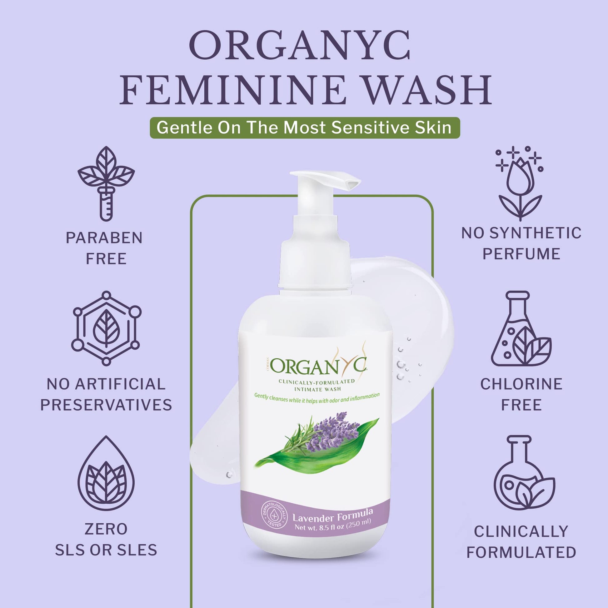 Organic Intimate Wash with Lavender Essential Oils & Flower Extracts, Gentle Cleansing Feminine OrganycAu supplements