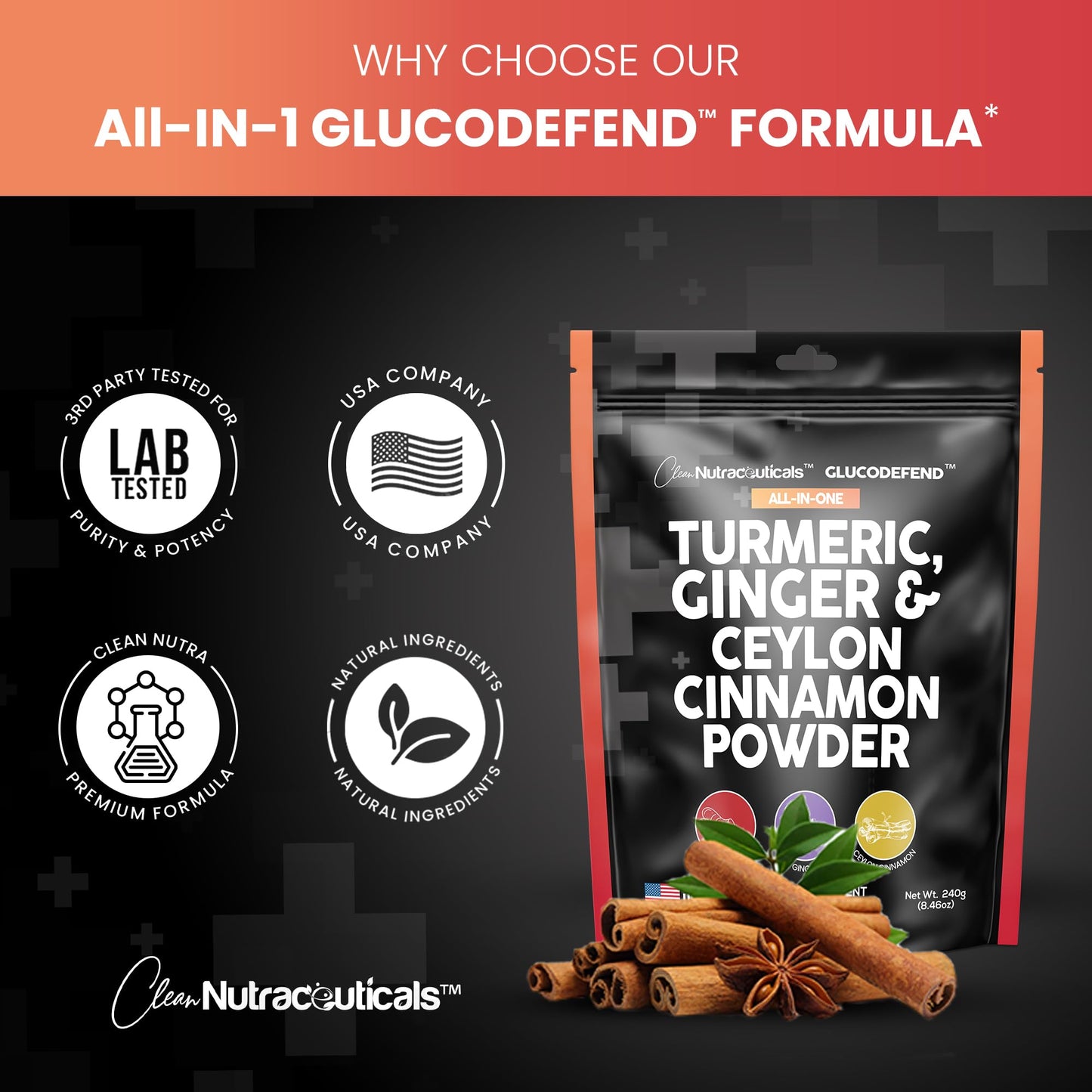 3in1 Turmeric Curcumin Ginger Root & Ceylon Cinnamon Powder Suppleme Clean NutraceuticalsUS supplements