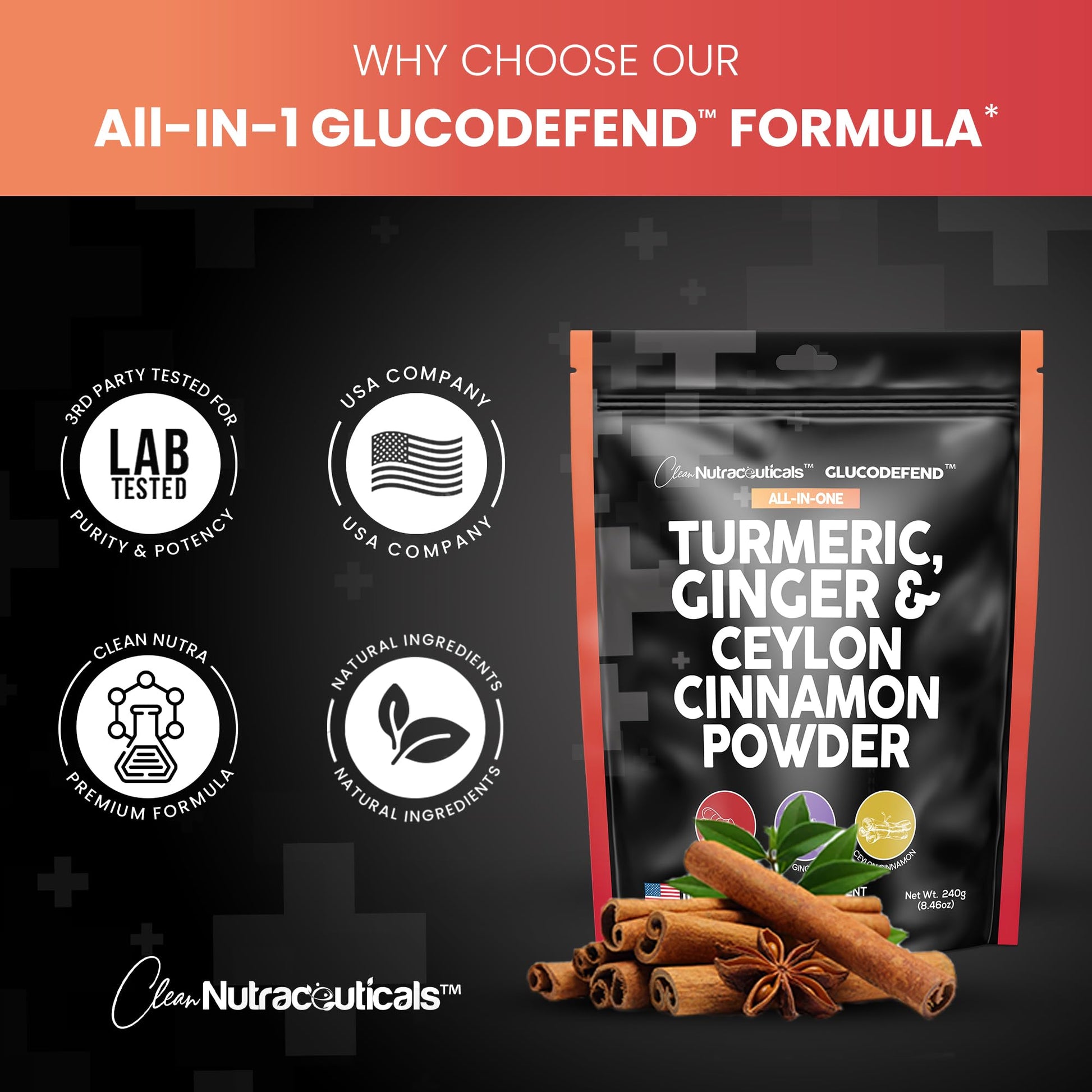 3in1 Turmeric Curcumin Ginger Root & Ceylon Cinnamon Powder Suppleme Clean NutraceuticalsUS supplements
