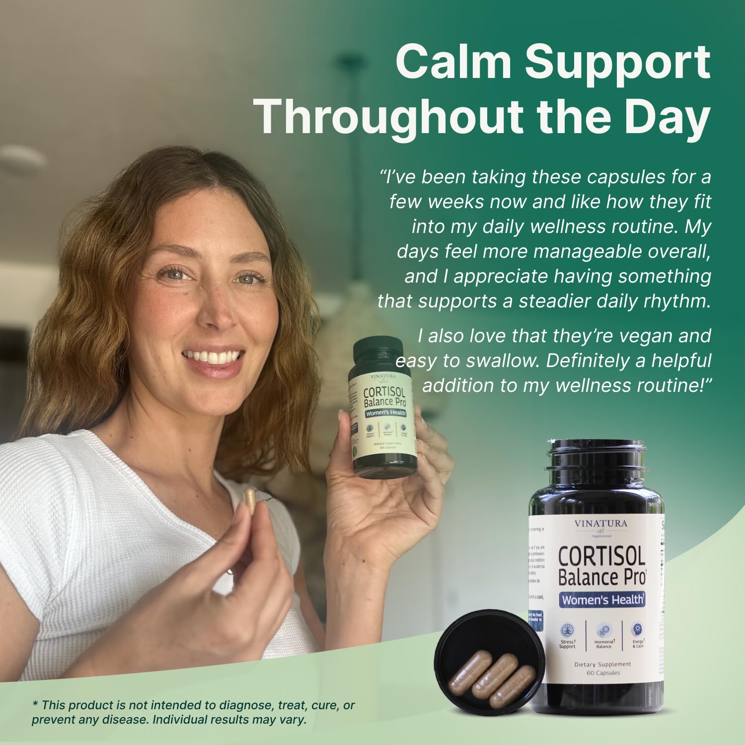 VINATURA Cortisol Supplements for Women - Cortisol Detox and Management - Adrenal Support, Stress Support, 60 Vegan Capsules VINATURAAu supplements