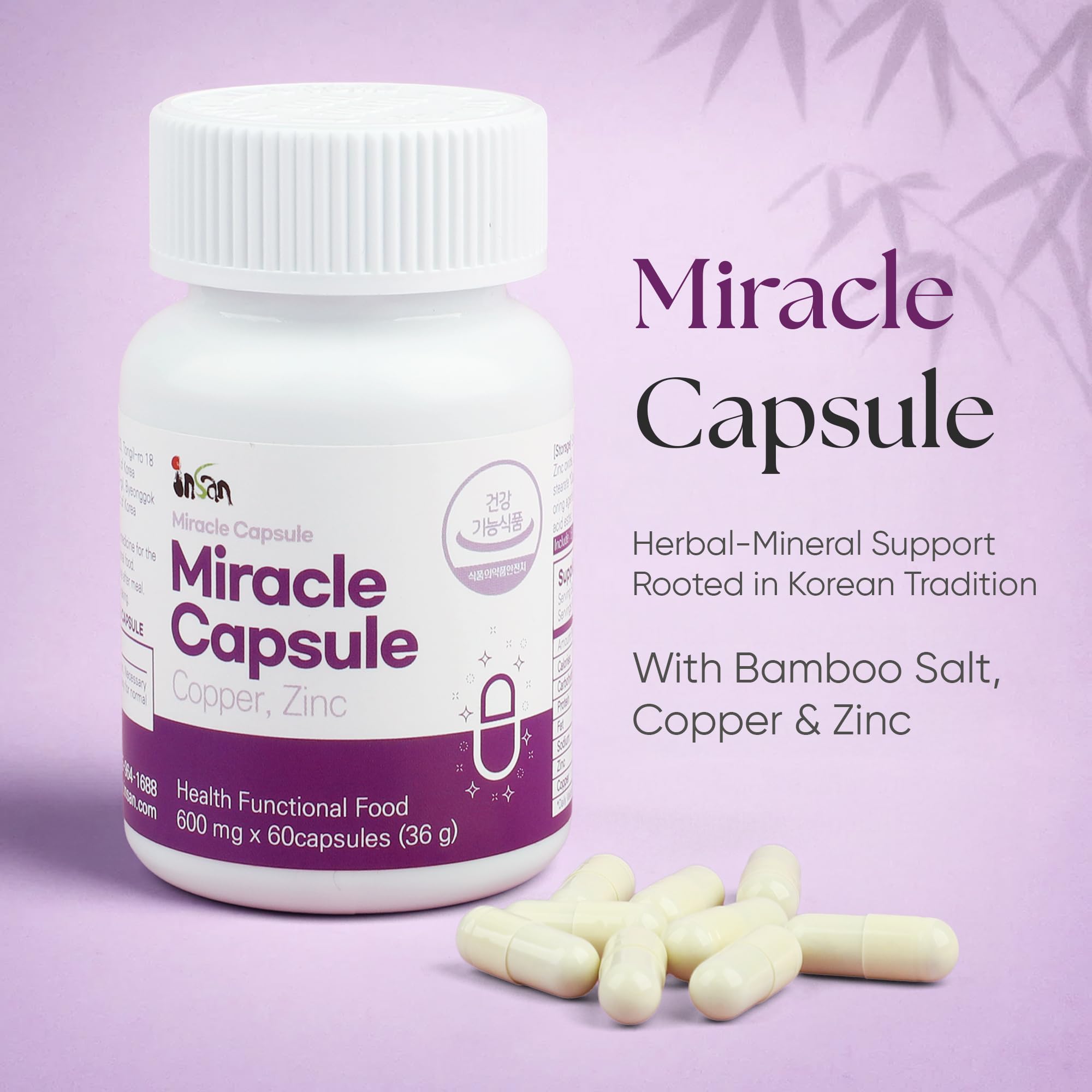 Insan Miracle Capsules with 9X Roasted Bamboo Salt – Daily Multivitamin & Mineral Supplement with Nandamban for Energy, Immune Health & Natural Detox Support – 60 Capsules INSAN BAMBOO SALTAu supplements