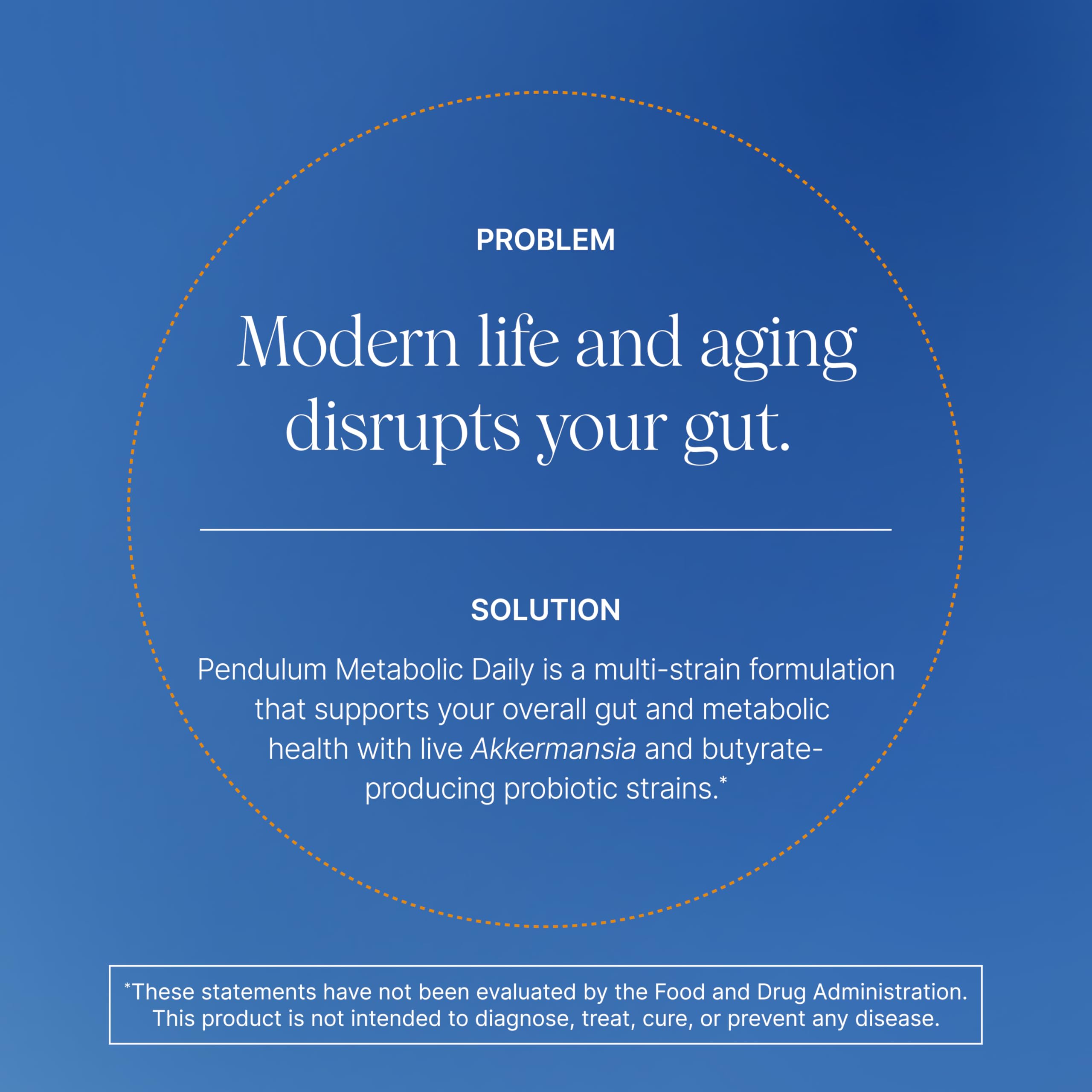 Pendulum Metabolic Daily - Multi-Strain Probiotic with Akkermansia muciniphila to Support Metabolism and Sustain Energy Levels - for Women and Men - 90 Capsules (1 Pack) PendulumUS supplements