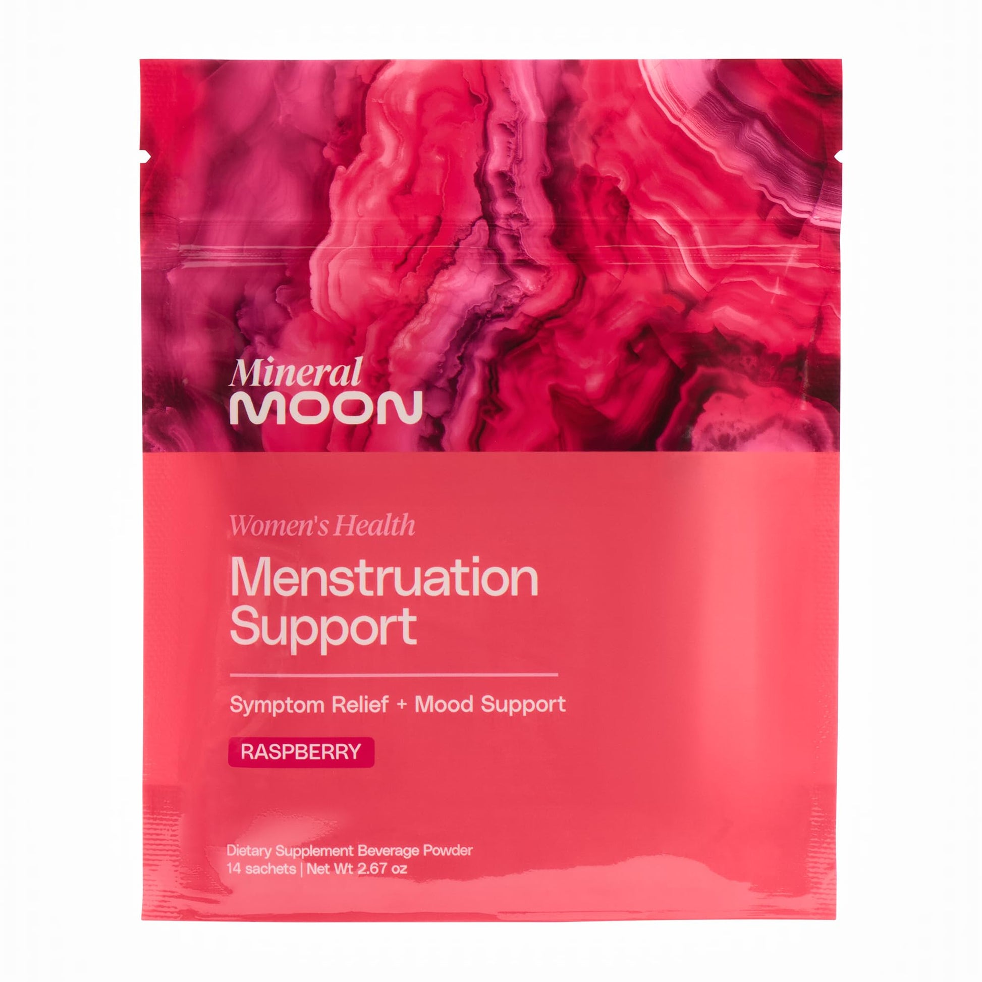 Mineral Moon Premium Menstruation Support - 14 Sachets Raspberry Drink - Hormonal Balance & PMS Support - Reduce Period Cramps, Fatigue & Nausea -with Magnesium Bisglycinate, BenfoPure B1 & Vitamin B6 Mineral MoonAu supplements