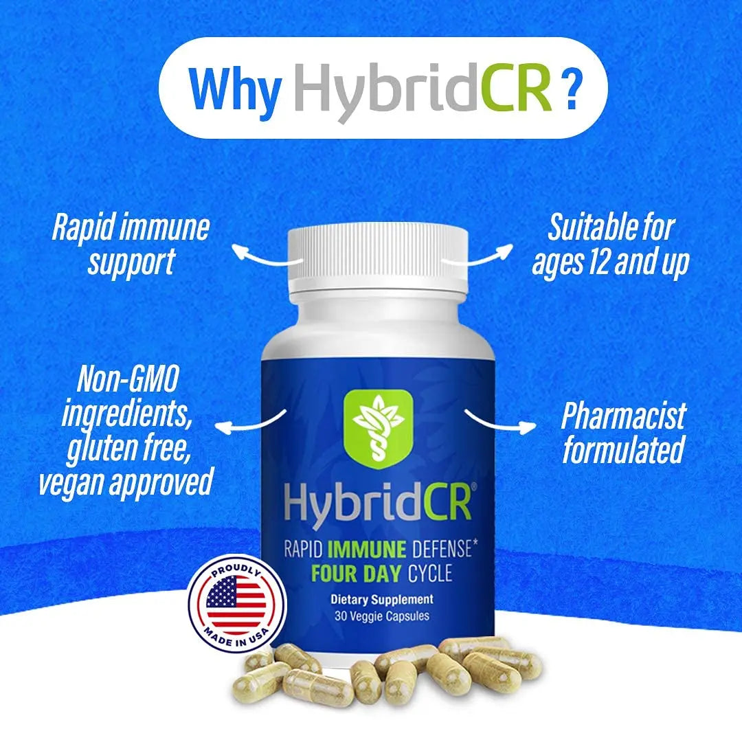 HybridCR Rapid Immunity Supplement | Zinc, Echinacea, Andrographis, Ginseng, Selenium, Gluten-Free & Non-GMO | 5-in-1 Immune Support Supplement | Pharmacist Formulated 1 Month Supply (30 Veggie Caps) Hybrid RemediesAu supplements
