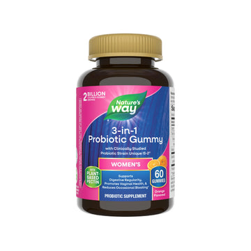 Nature’s Way 3-in-1 Women’s Probiotic Gummies, Reduces Occasional Bloating*, Supports Digestive & Vaginal Health*, Clinically Studied Probiotic Strain, Gluten Free, Orange Flavored, 60 Gummies Nature's WayAu supplements