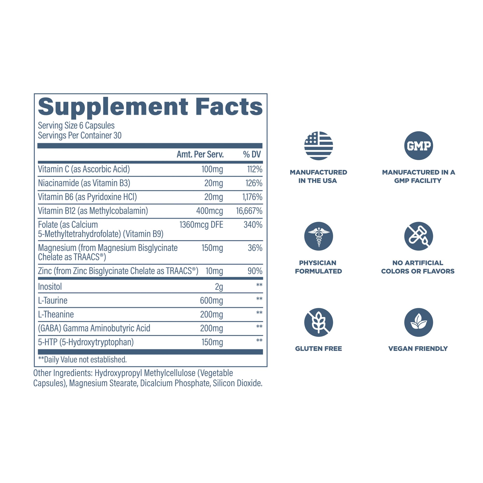 Revive MD Calm, Emotional Well-Being Support Supplement - Stress Management for Men & Women - Mood Enhancement Supplement Promotes Relaxation with L-Theanine, GABA & 5-HTP (180 Capsules, 30 Servings) ReviveAu supplements
